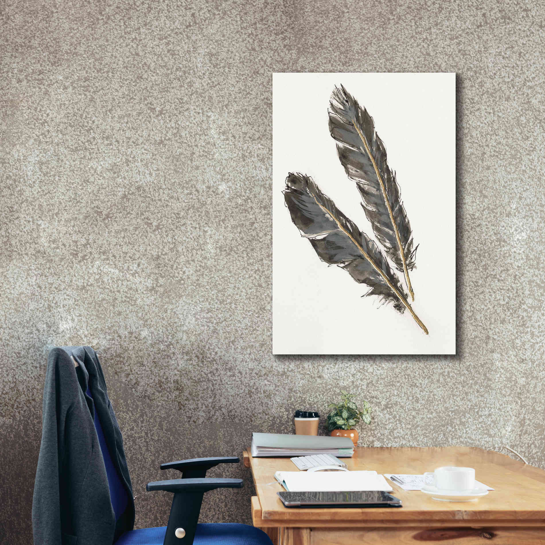 'Gold Feathers III' by Chris Paschke, Canvas Wall Art,26 x 40