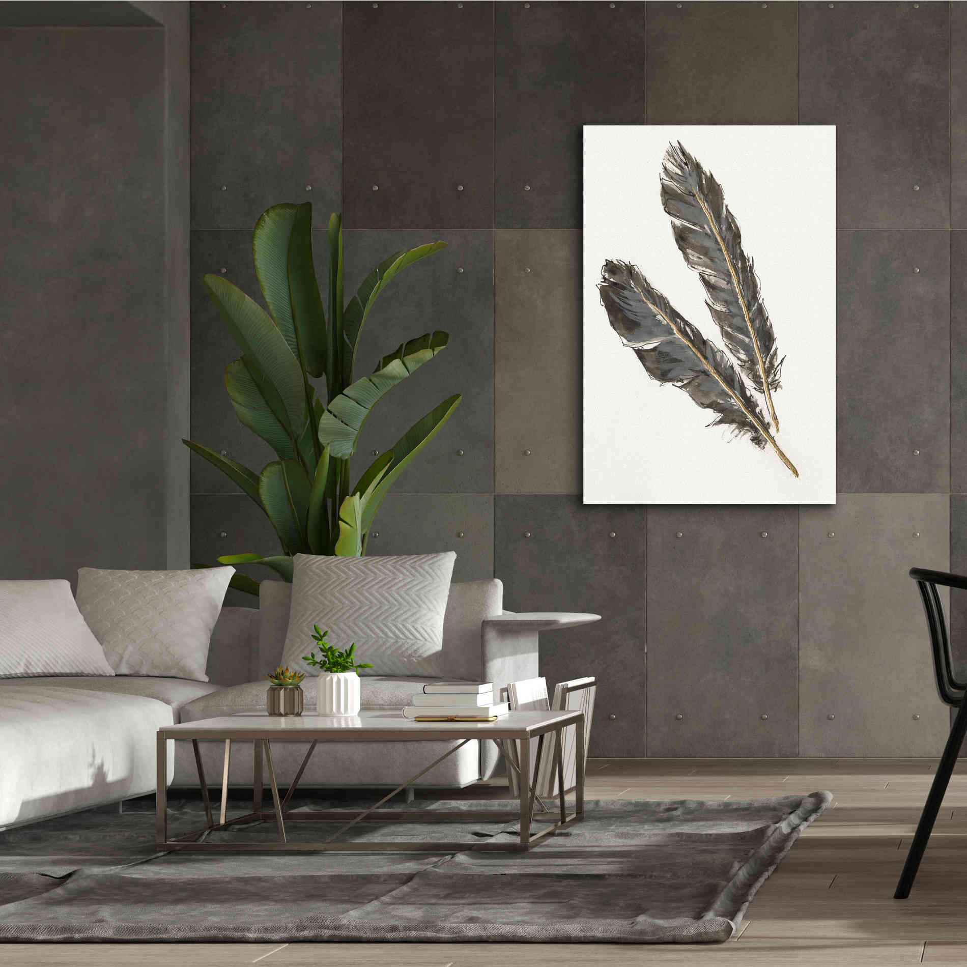 'Gold Feathers III' by Chris Paschke, Canvas Wall Art,40 x 60