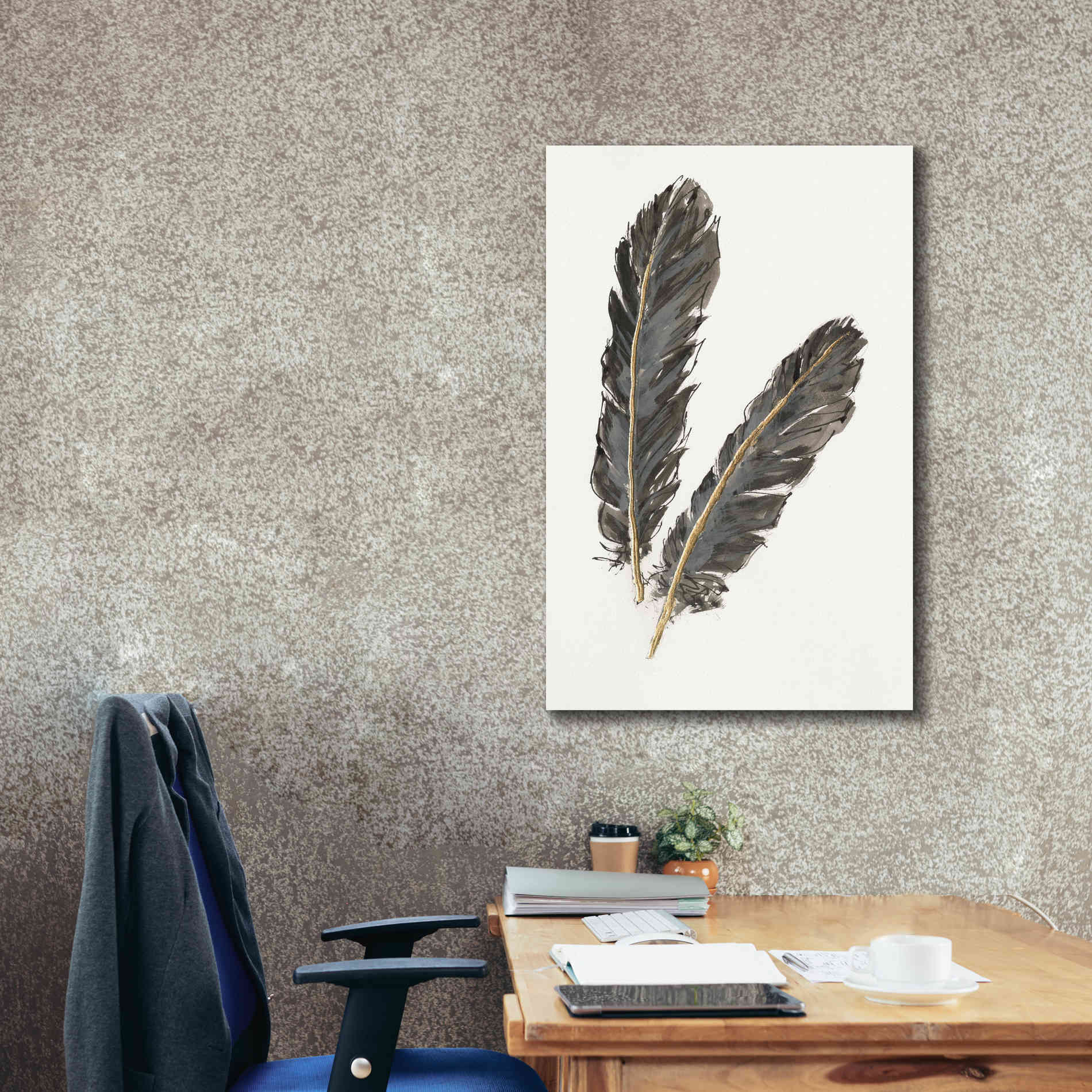 'Gold Feathers IV' by Chris Paschke, Canvas Wall Art,26 x 40
