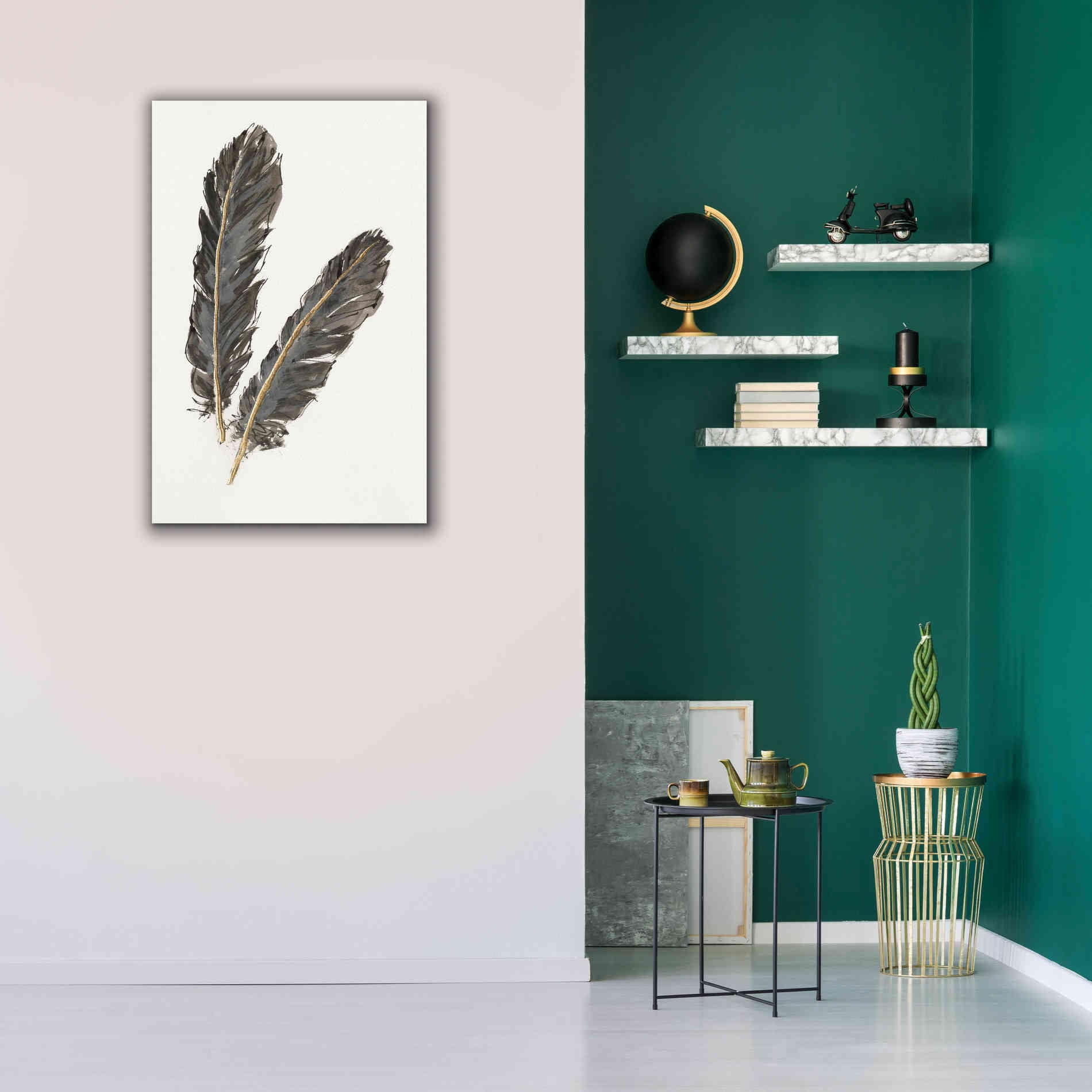 'Gold Feathers IV' by Chris Paschke, Canvas Wall Art,26 x 40