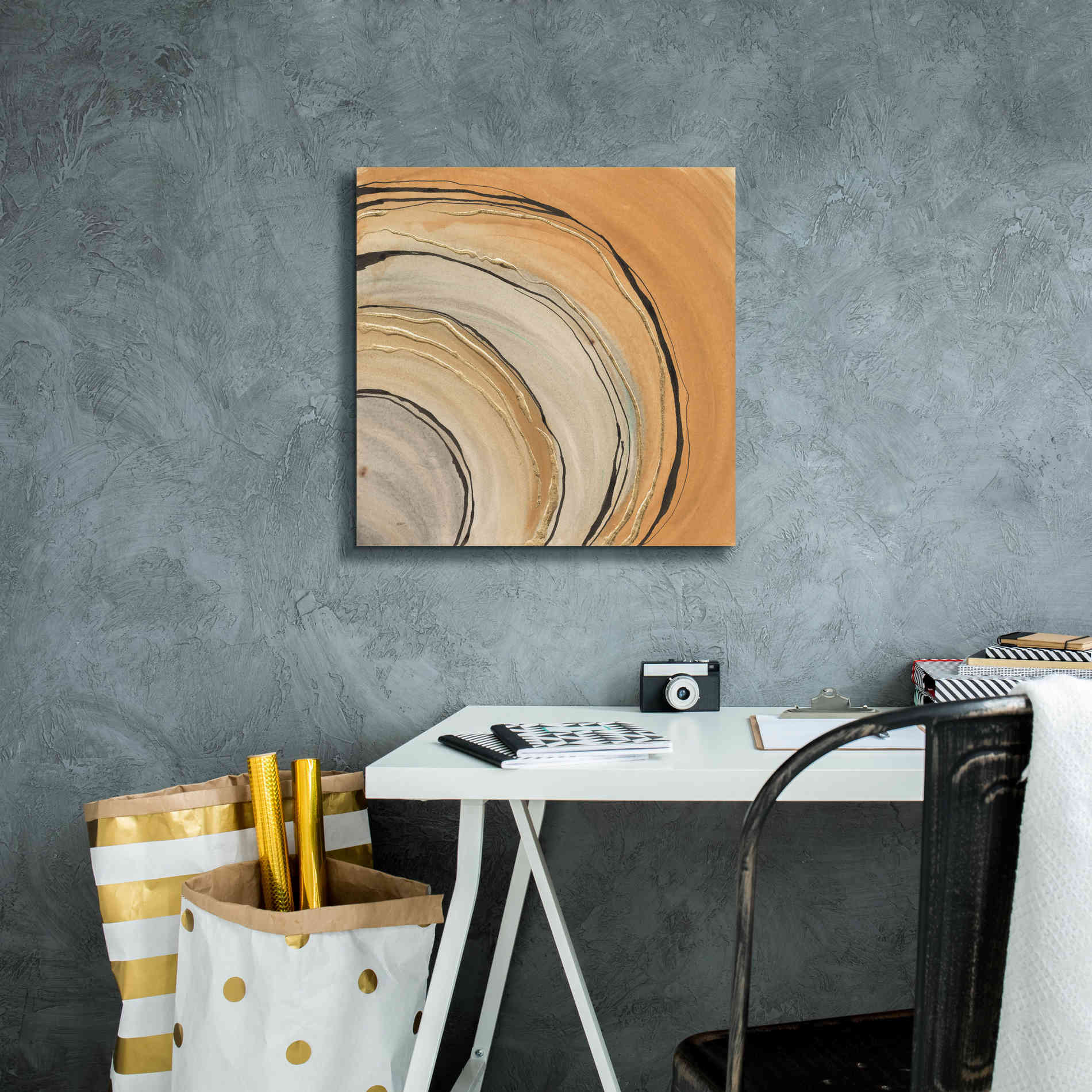 'Gilded Rings' by Chris Paschke, Canvas Wall Art,18 x 18
