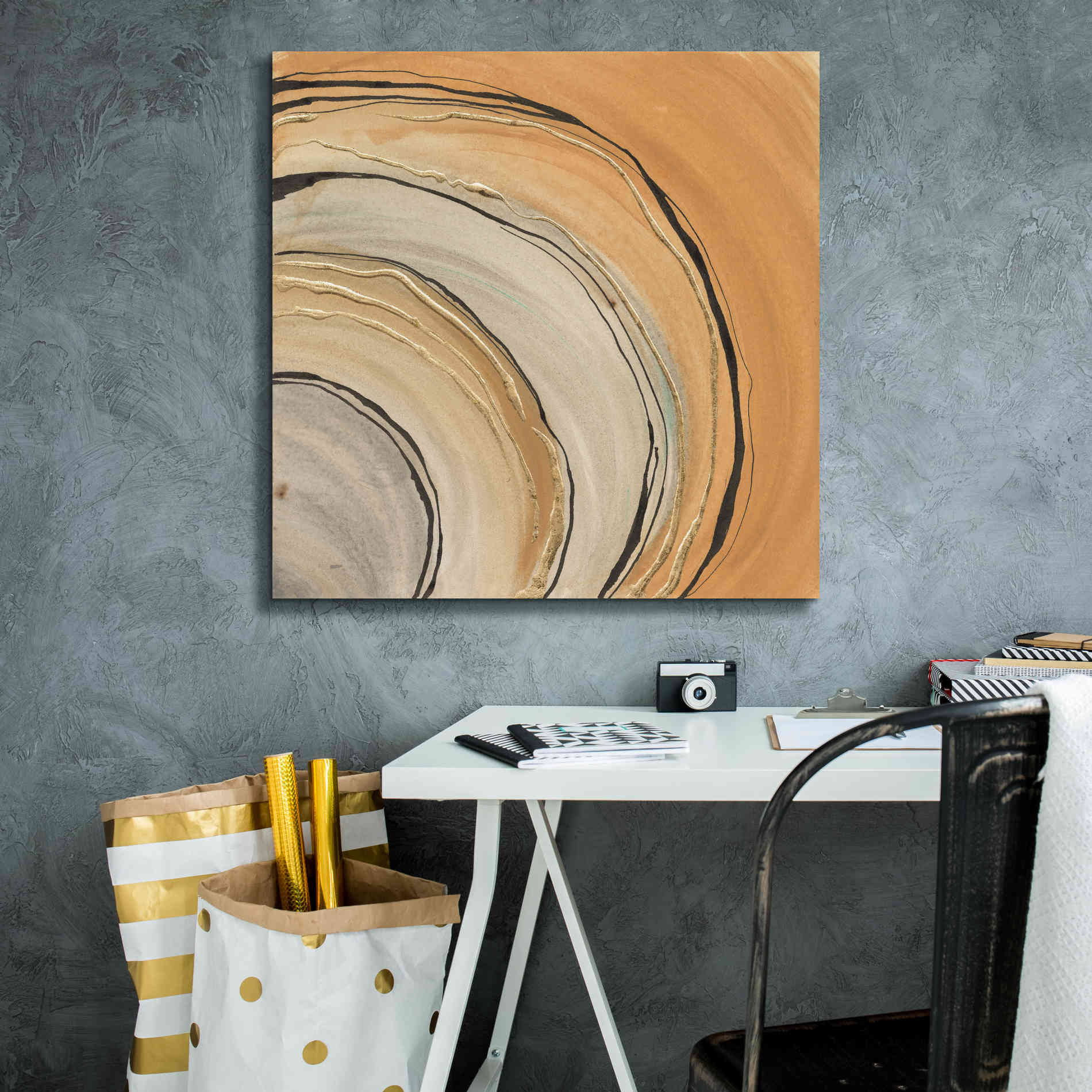'Gilded Rings' by Chris Paschke, Canvas Wall Art,26 x 26
