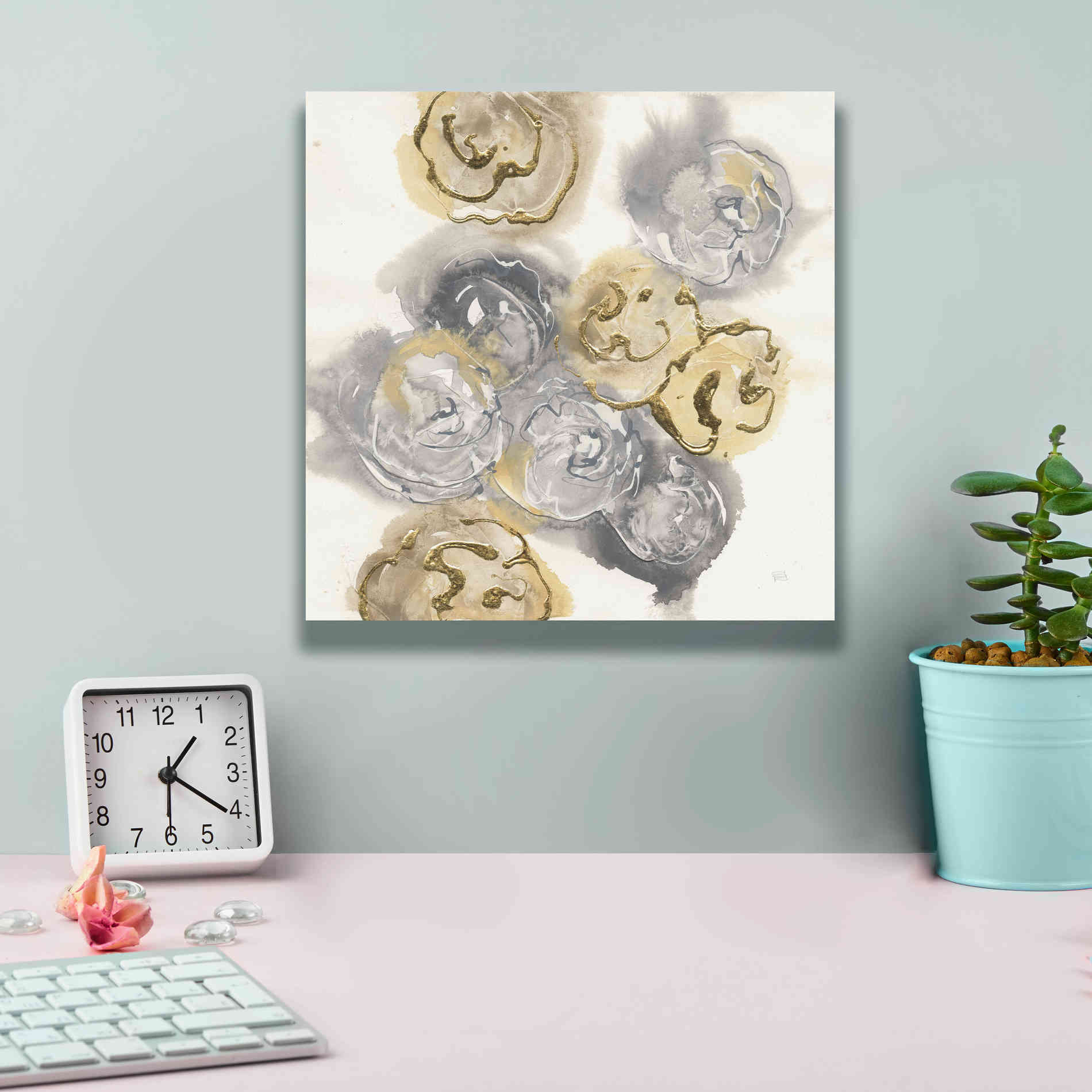'Gold Edged Neutral I' by Chris Paschke, Canvas Wall Art,12 x 12