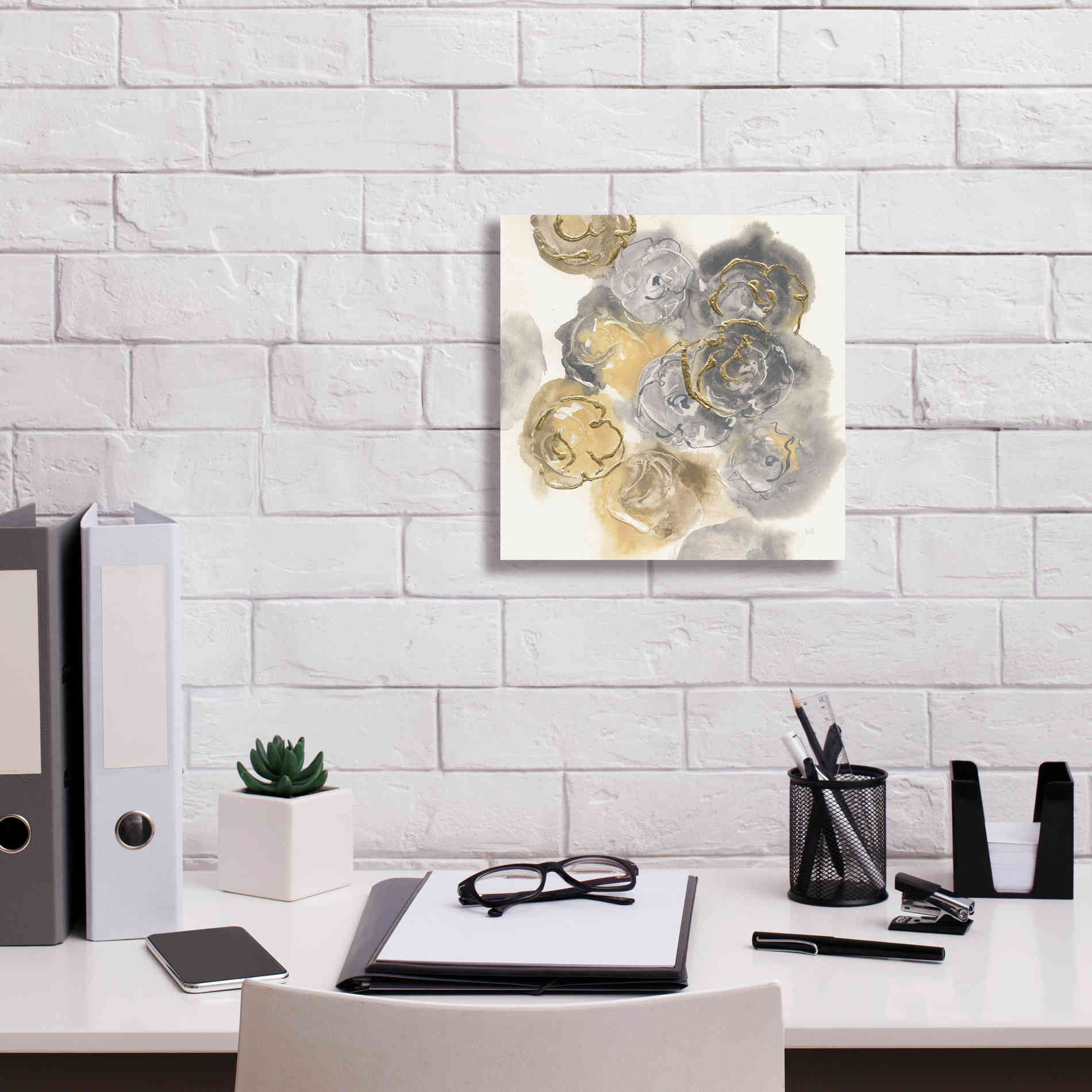 'Gold Edged Neutral II' by Chris Paschke, Canvas Wall Art,12 x 12