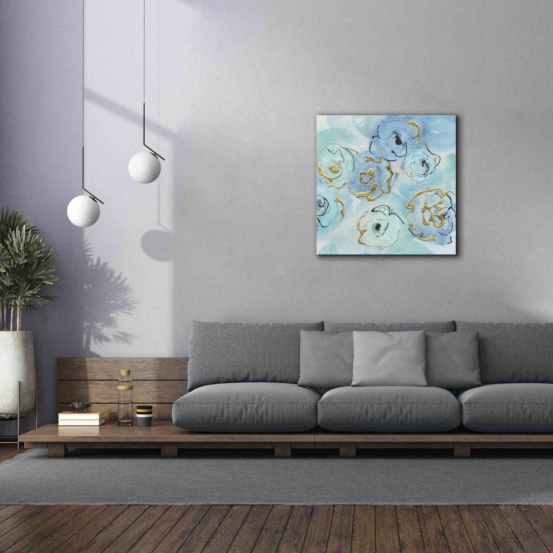 'Gold Edged Teal II' by Chris Paschke, Canvas Wall Art,37 x 37