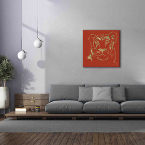 'Gilded Lioness on Red Pillow' by Chris Paschke, Canvas Wall Art,37 x 37