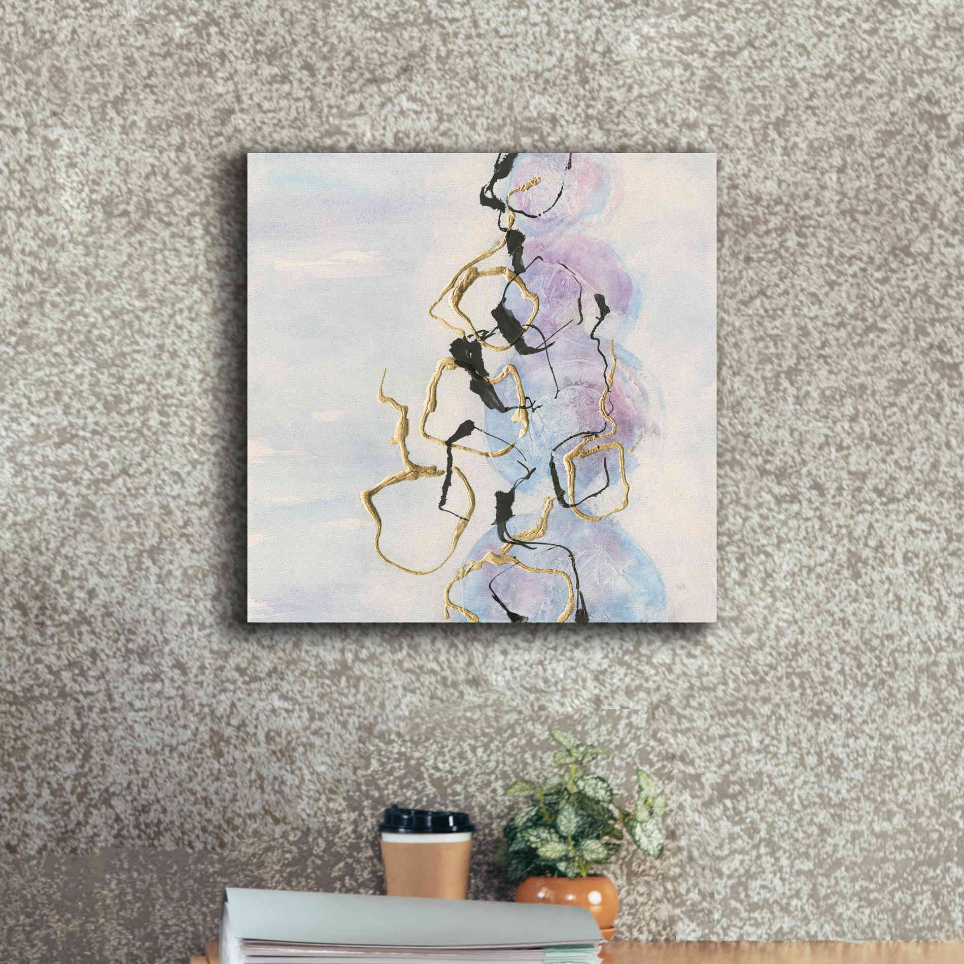 'Abstract Lines On Pastel I' by Chris Paschke, Giclee Canvas Wall Art,18 x 18