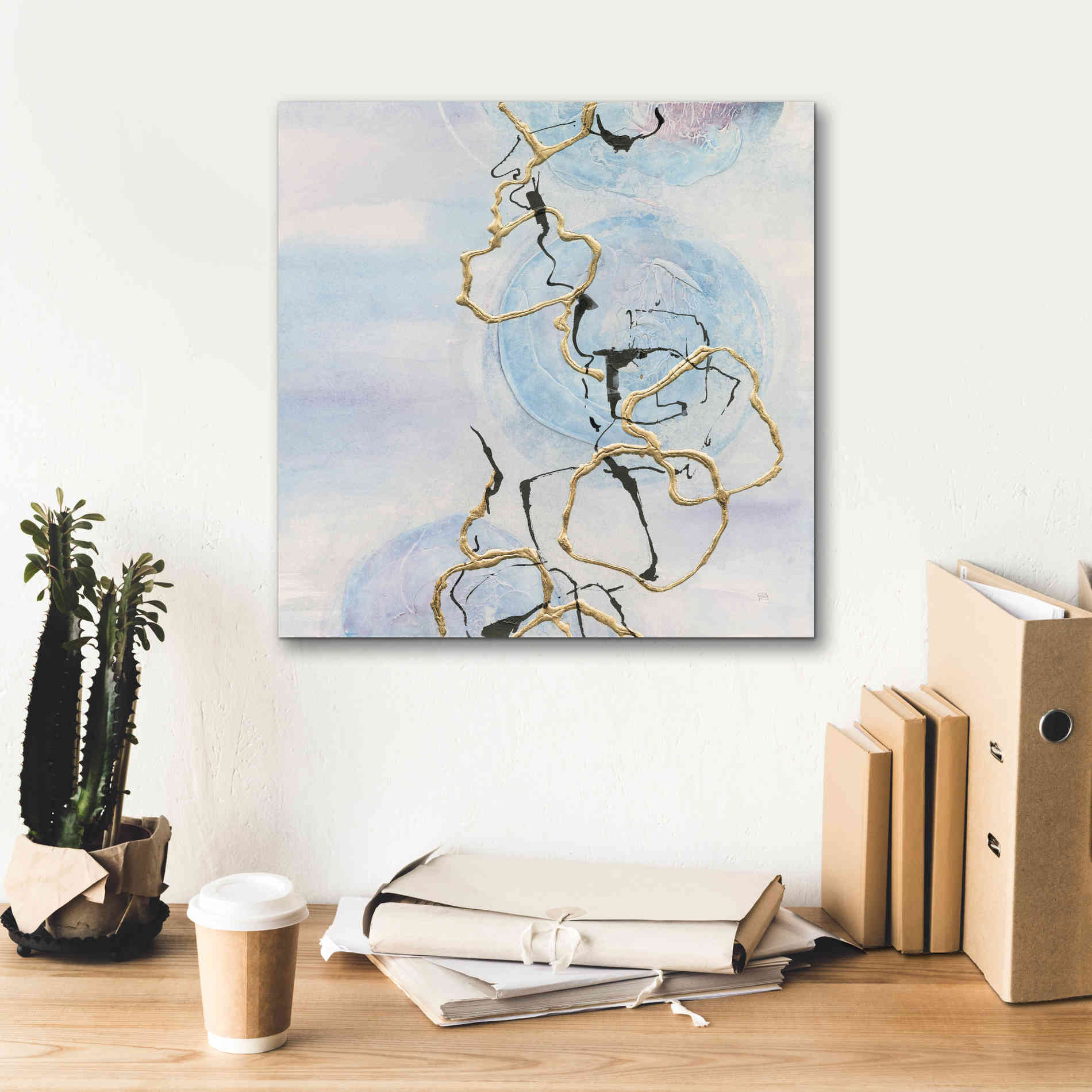 'Abstract Lines On Pastel II' by Chris Paschke, Giclee Canvas Wall Art,18 x 18