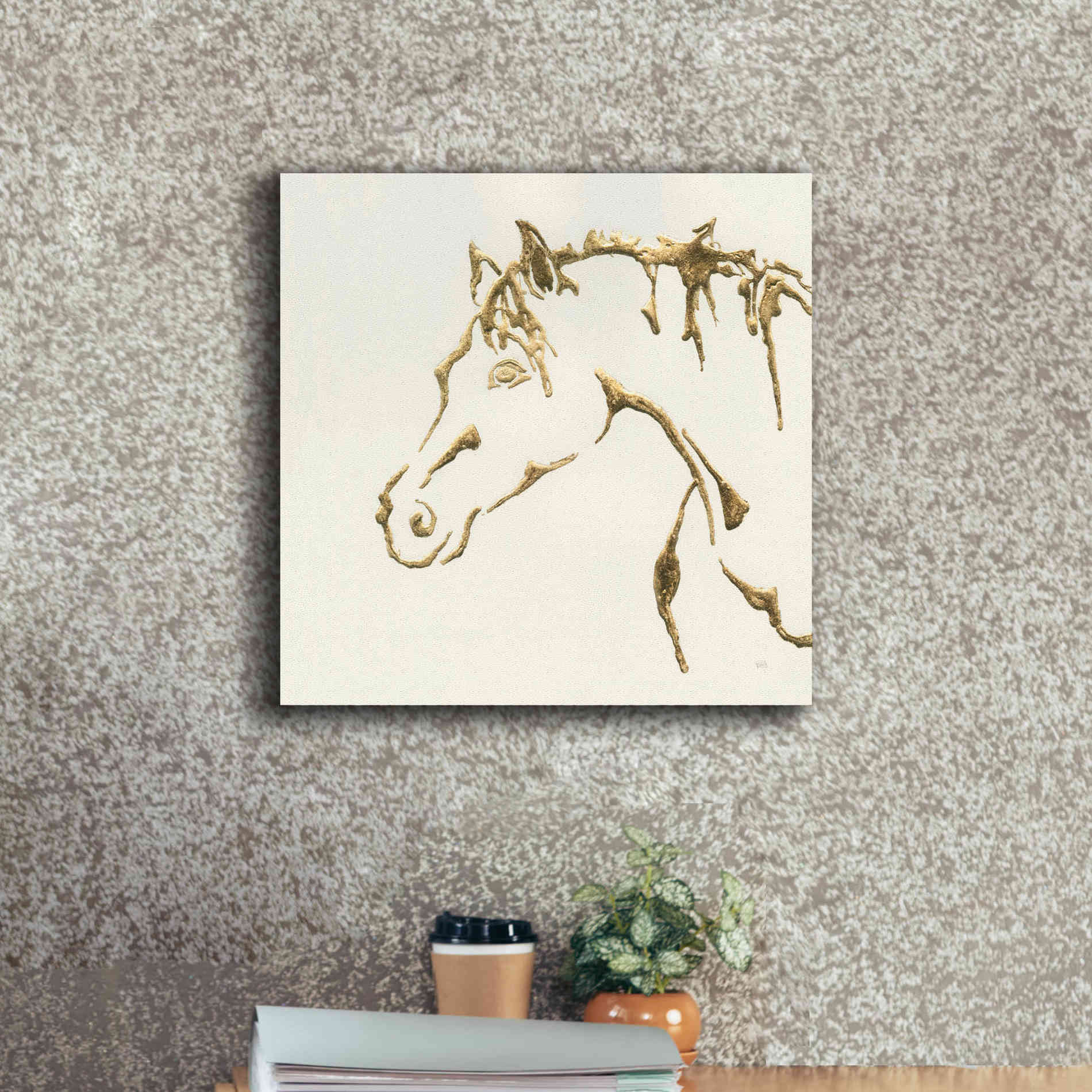 'Gilded Cowpony' by Chris Paschke, Giclee Canvas Wall Art,18 x 18