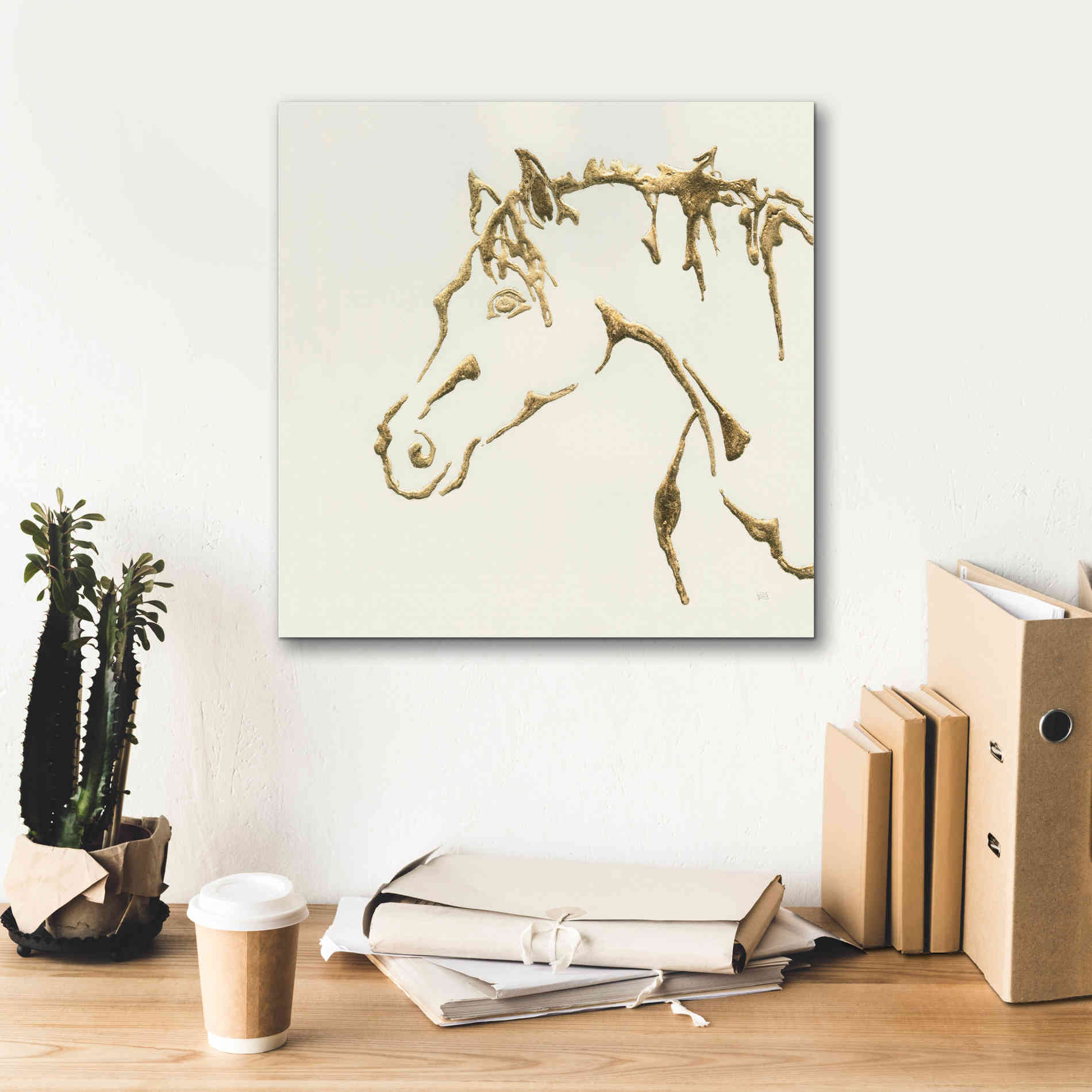 'Gilded Cowpony' by Chris Paschke, Giclee Canvas Wall Art,18 x 18