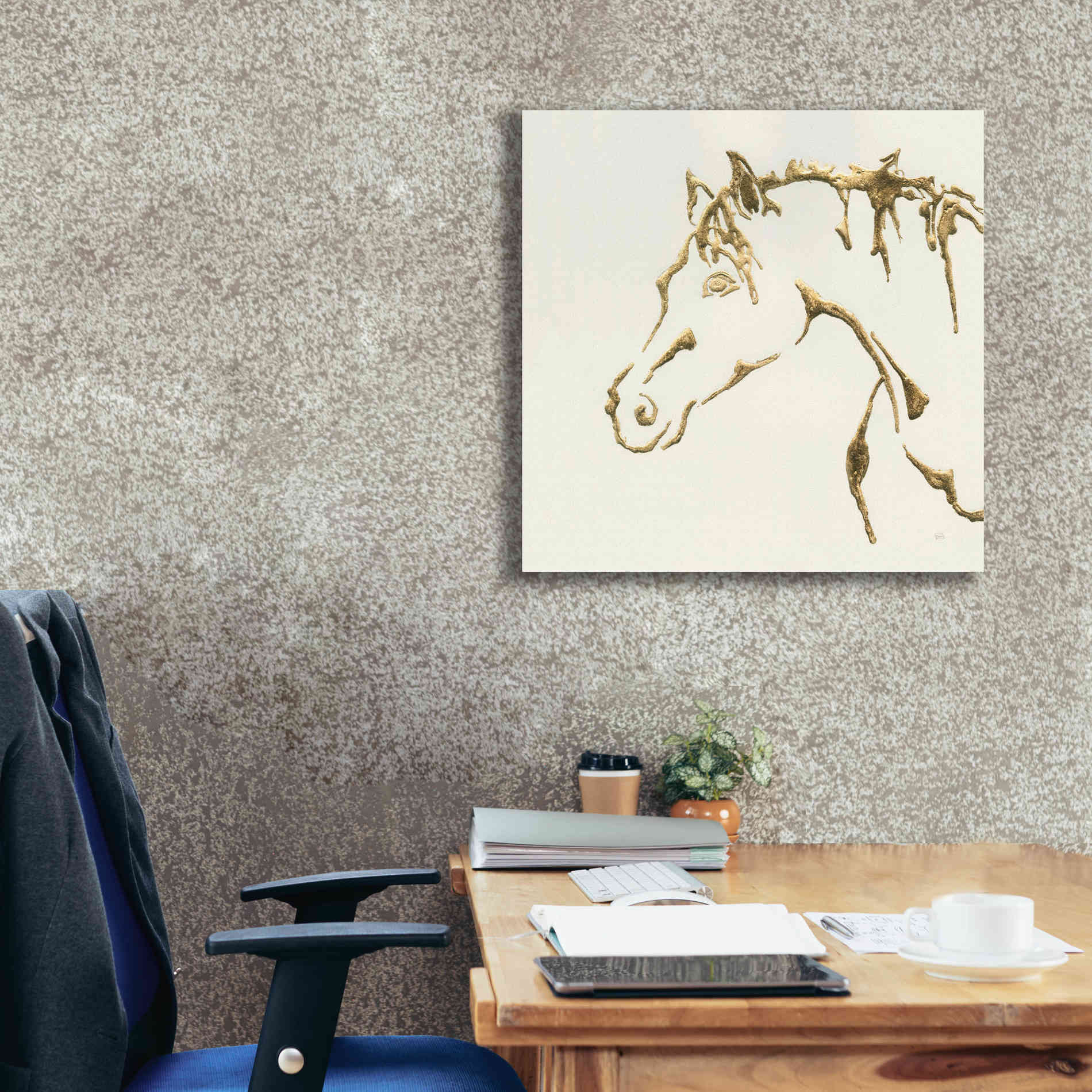'Gilded Cowpony' by Chris Paschke, Giclee Canvas Wall Art,26 x 26