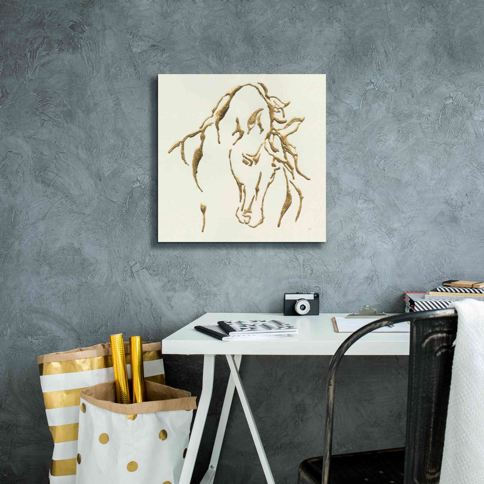 'Gilded Stallion' by Chris Paschke, Giclee Canvas Wall Art,18 x 18