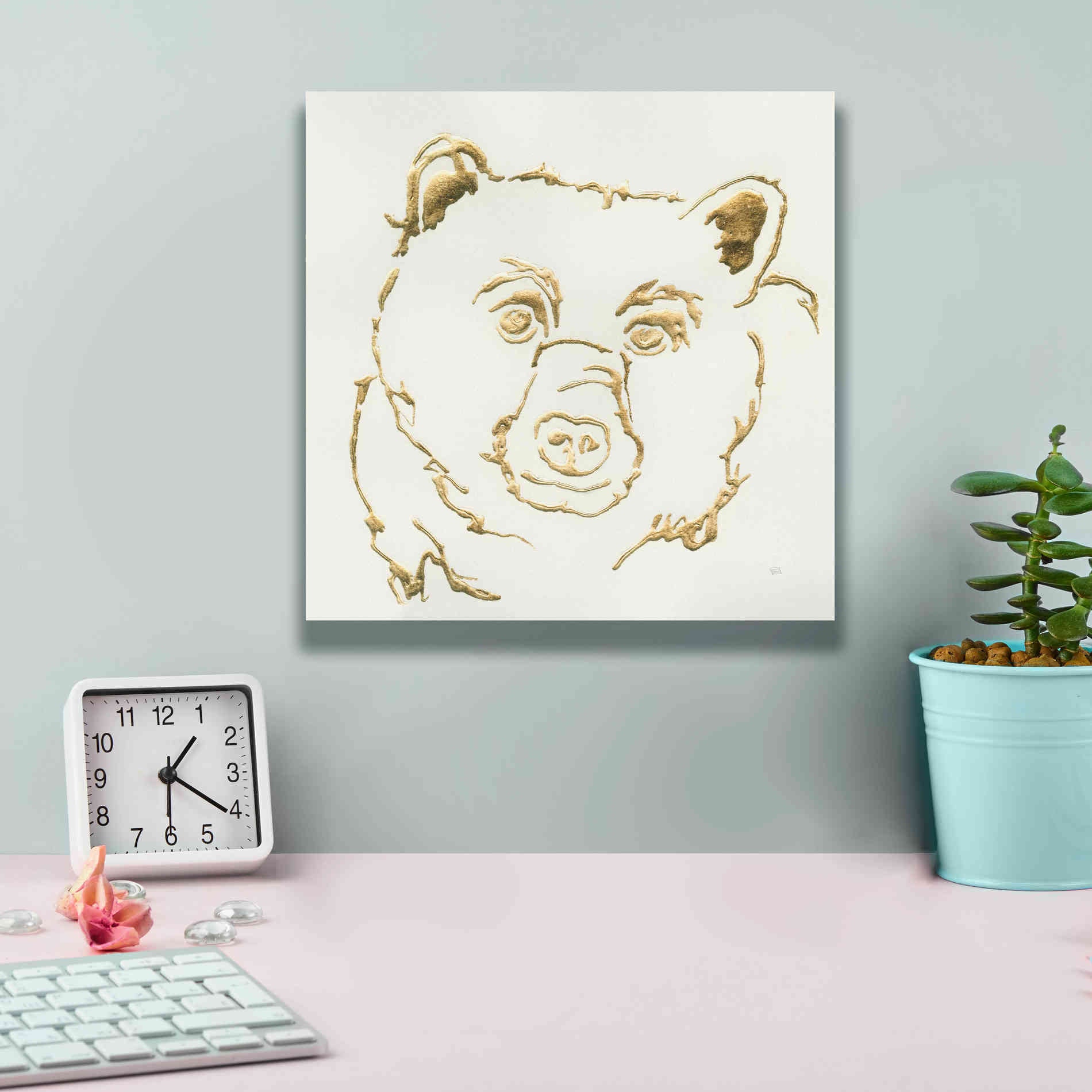 'Gilded Black Bear' by Chris Paschke, Giclee Canvas Wall Art,12 x 12