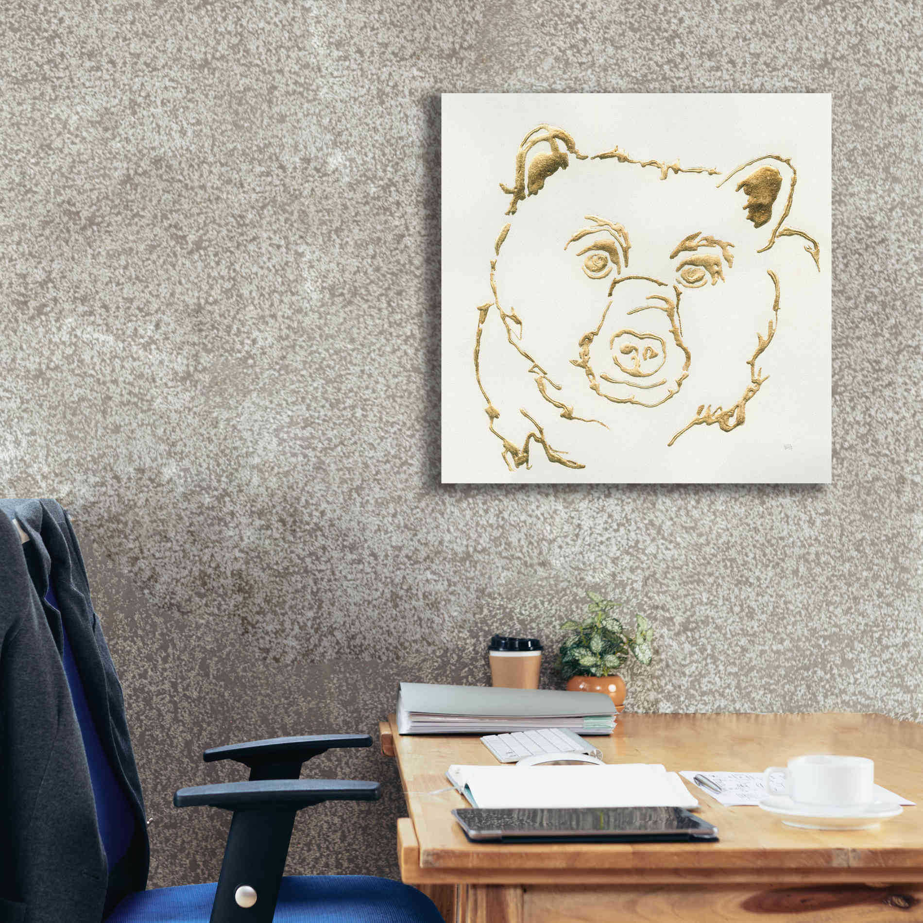 'Gilded Black Bear' by Chris Paschke, Giclee Canvas Wall Art,26 x 26