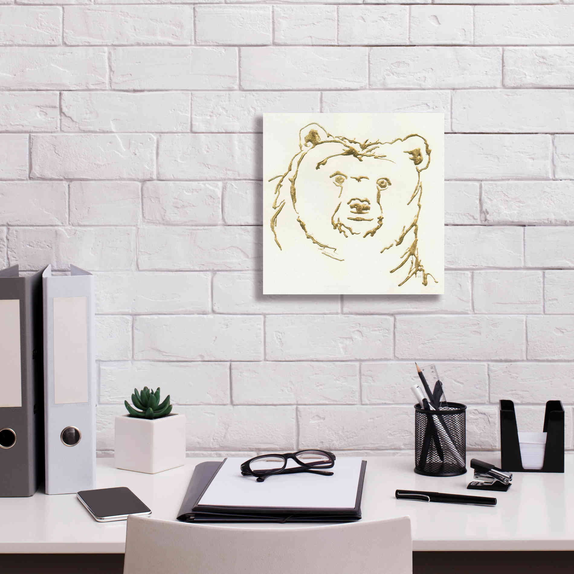 'Gilded Brown Bear' by Chris Paschke, Giclee Canvas Wall Art,12 x 12