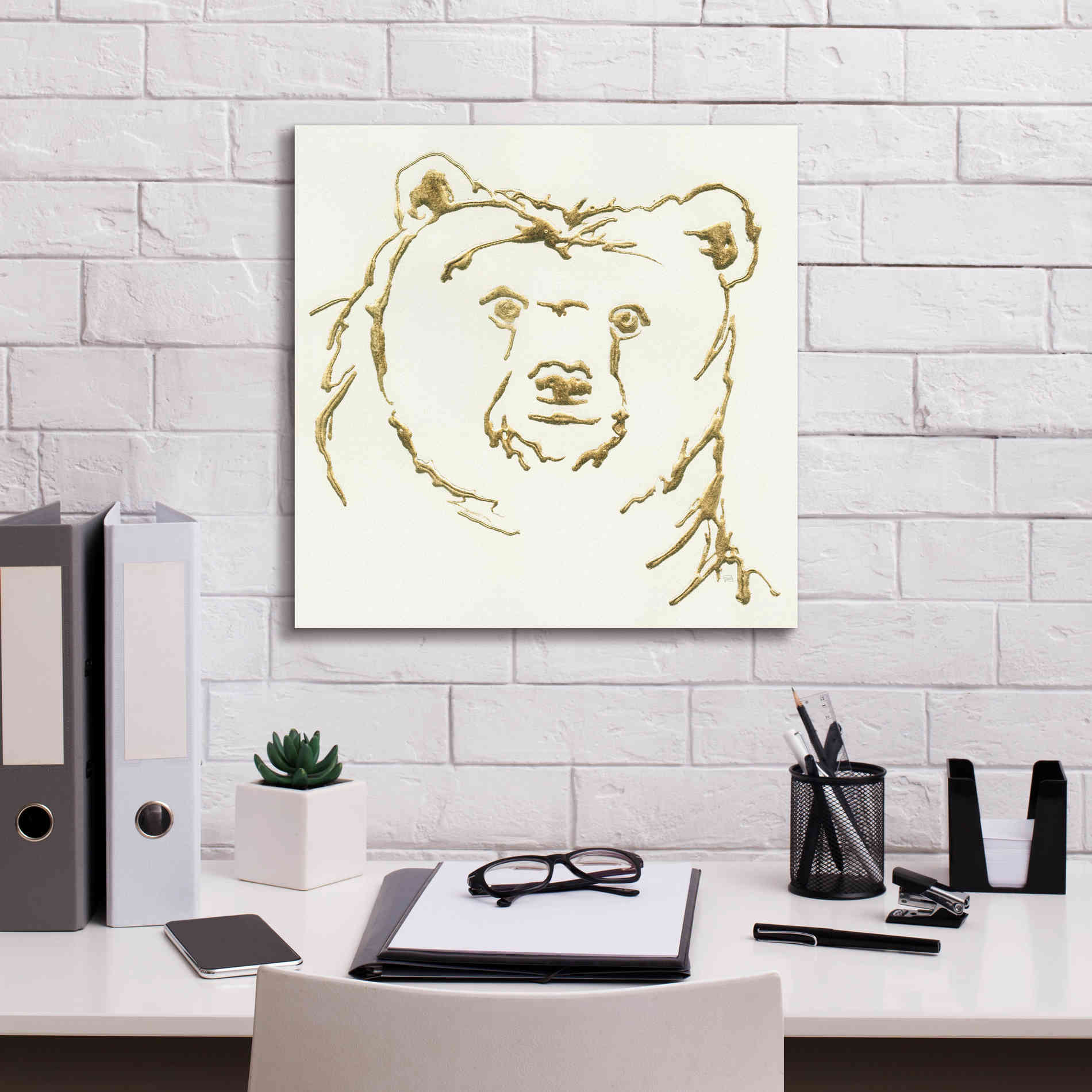 'Gilded Brown Bear' by Chris Paschke, Giclee Canvas Wall Art,18 x 18