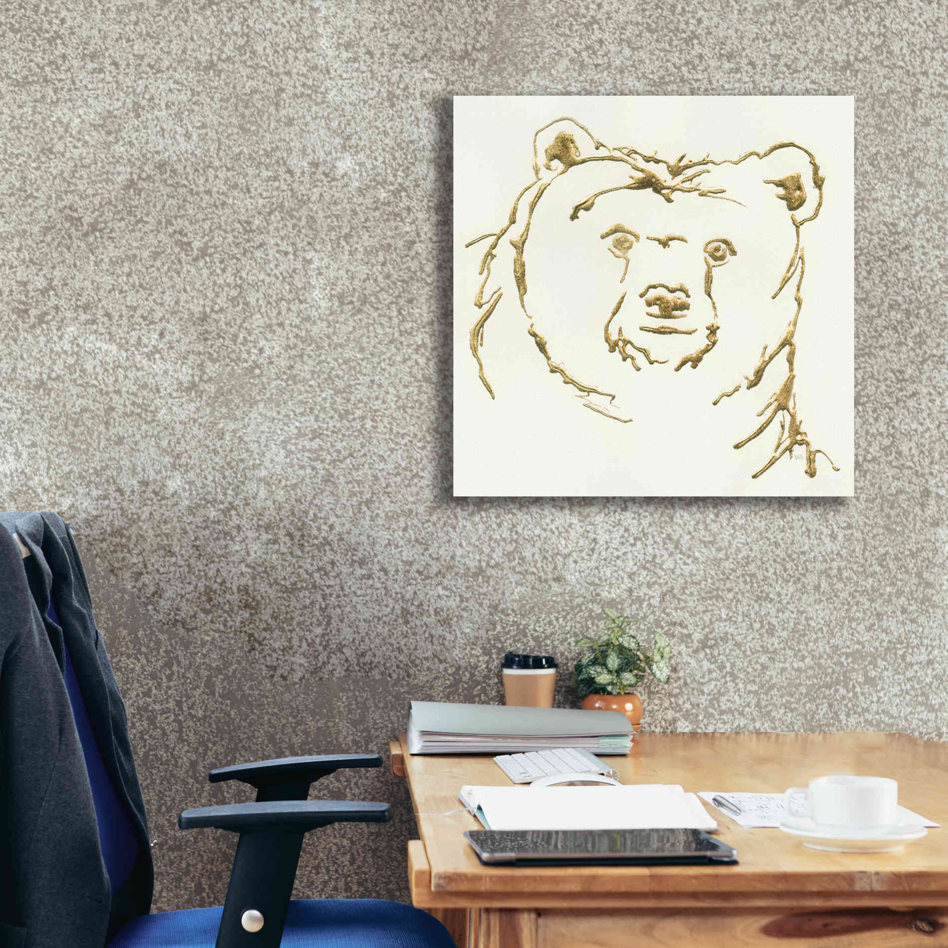 'Gilded Brown Bear' by Chris Paschke, Giclee Canvas Wall Art,26 x 26