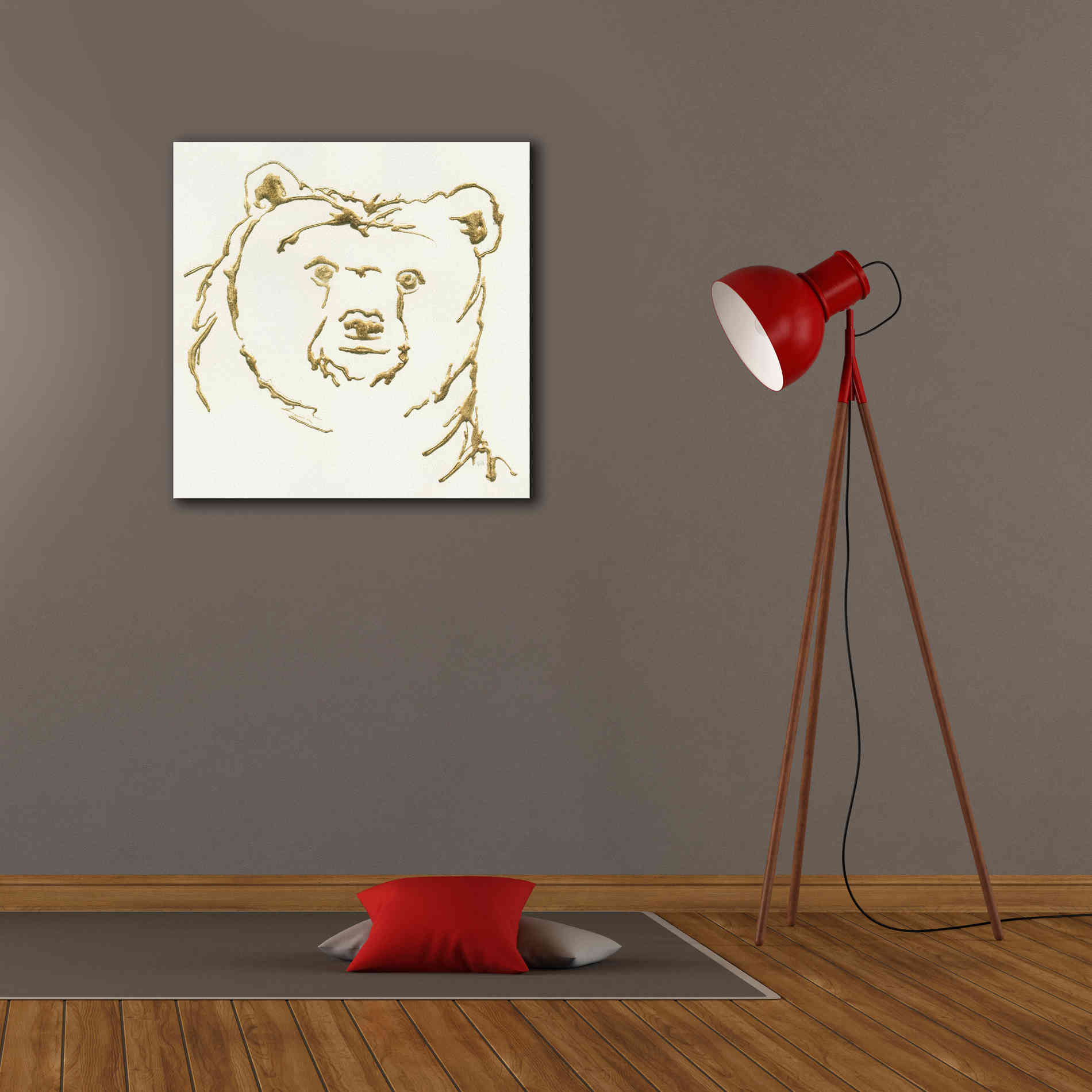 'Gilded Brown Bear' by Chris Paschke, Giclee Canvas Wall Art,26 x 26