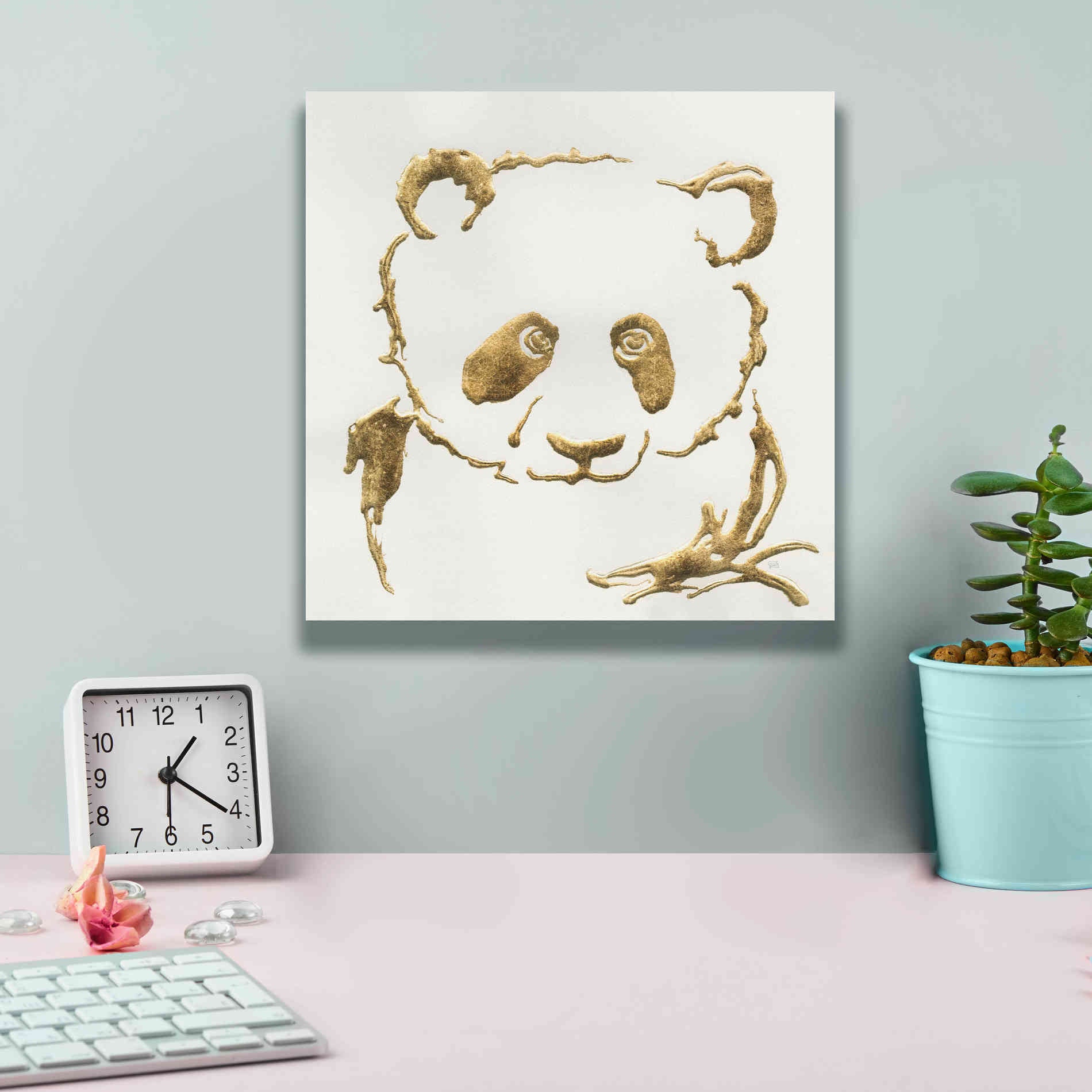 'Gilded Panda' by Chris Paschke, Giclee Canvas Wall Art,12 x 12