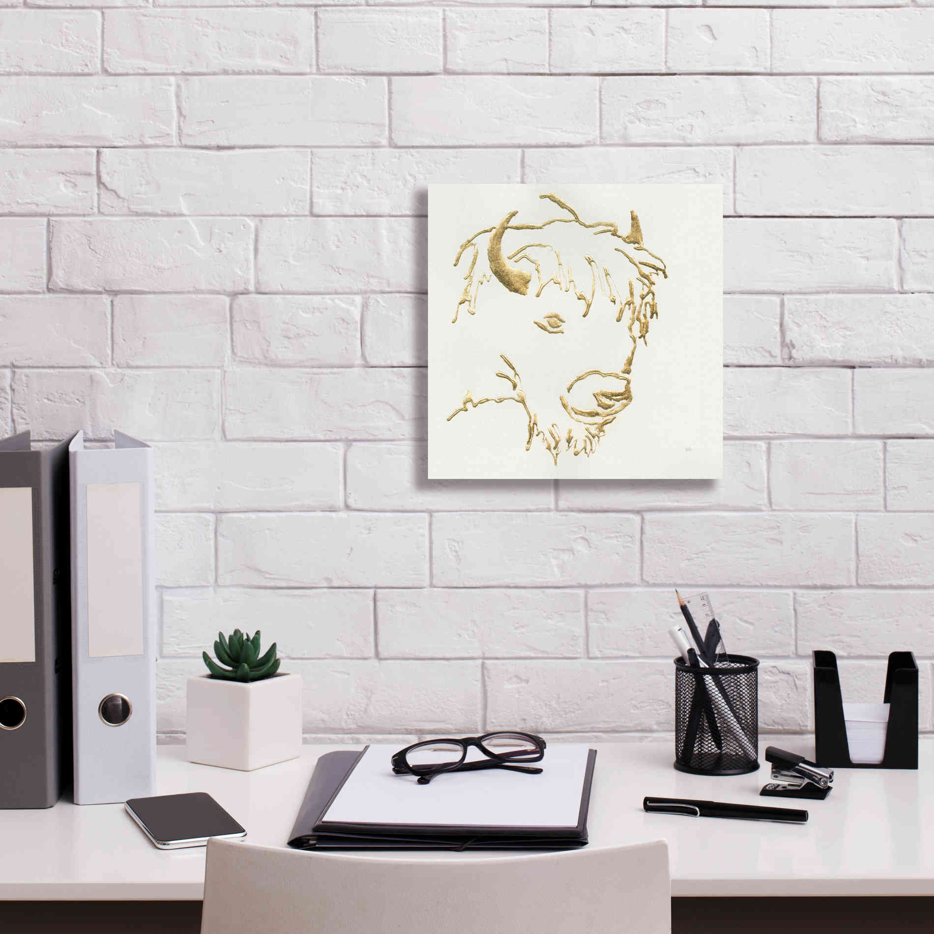 'Gilded Buffalo' by Chris Paschke, Giclee Canvas Wall Art,12 x 12