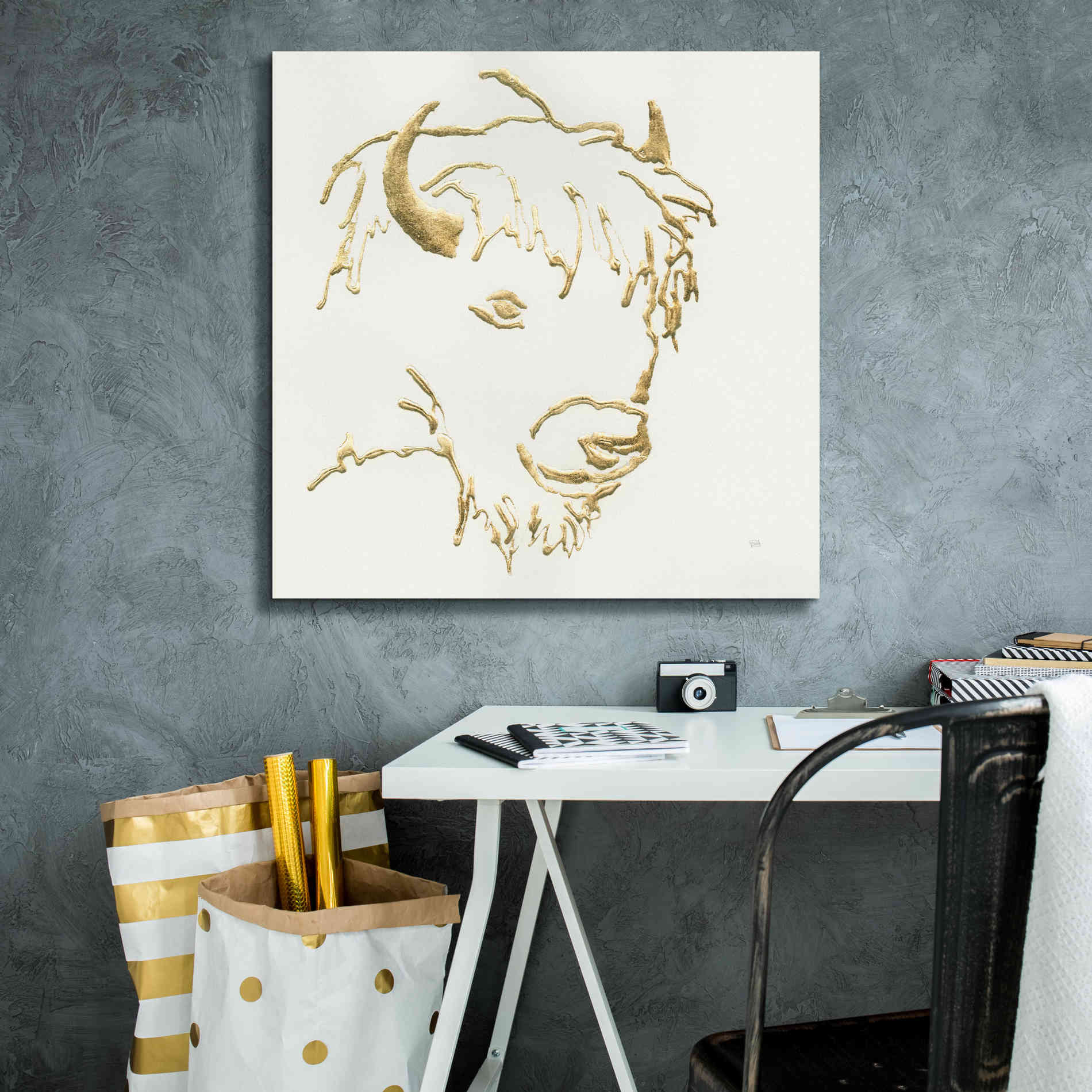 'Gilded Buffalo' by Chris Paschke, Giclee Canvas Wall Art,26 x 26