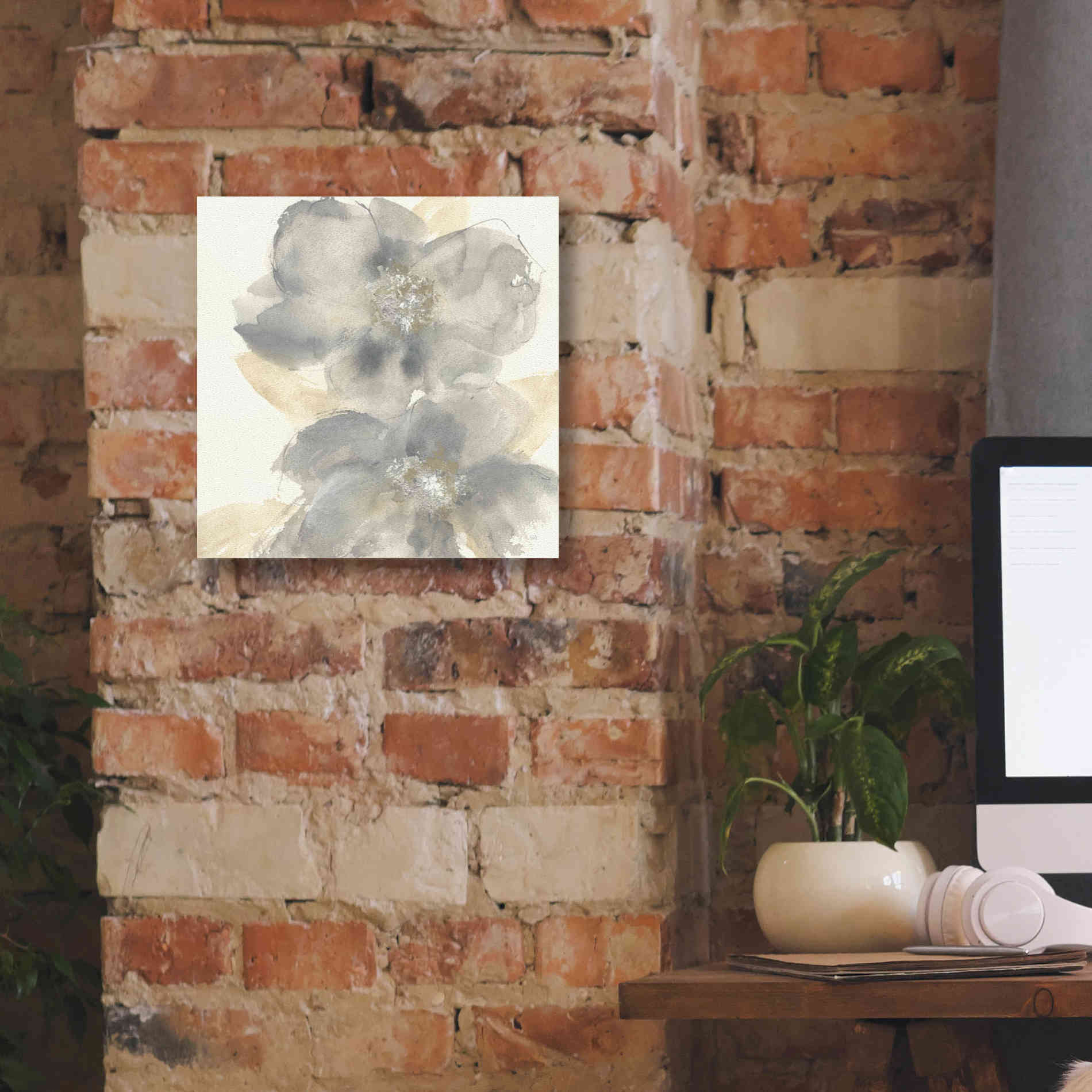 'Floral Gray II' by Chris Paschke, Giclee Canvas Wall Art,12 x 12