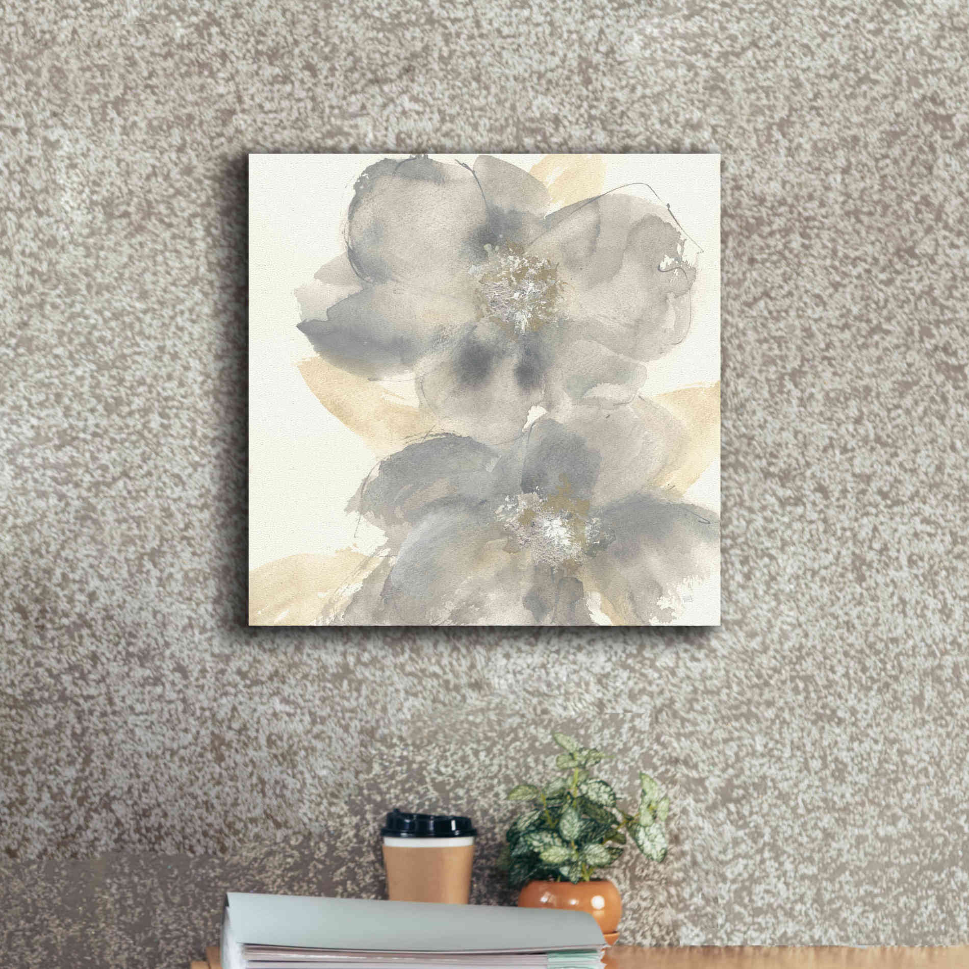 'Floral Gray II' by Chris Paschke, Giclee Canvas Wall Art,18 x 18