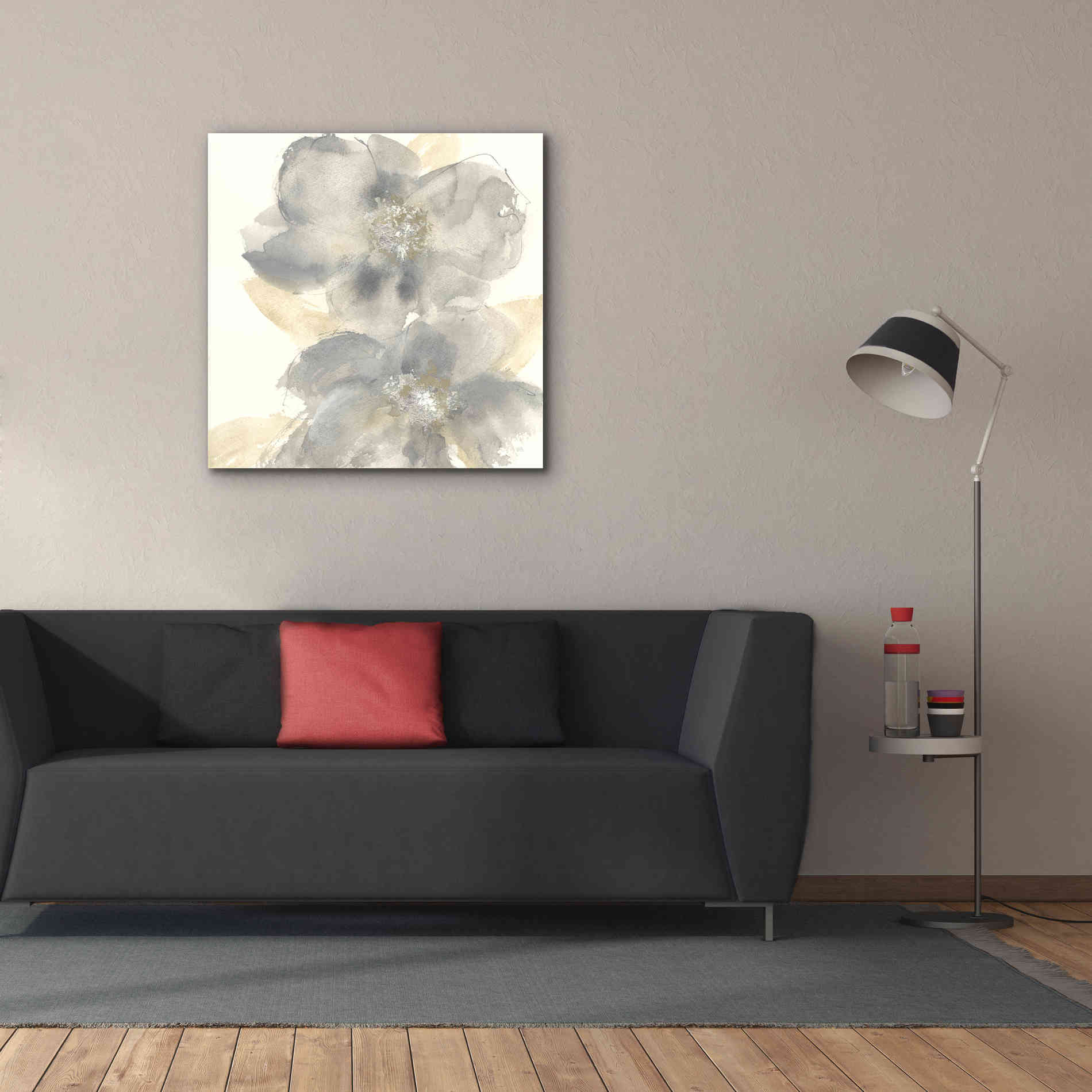 'Floral Gray II' by Chris Paschke, Giclee Canvas Wall Art,37 x 37