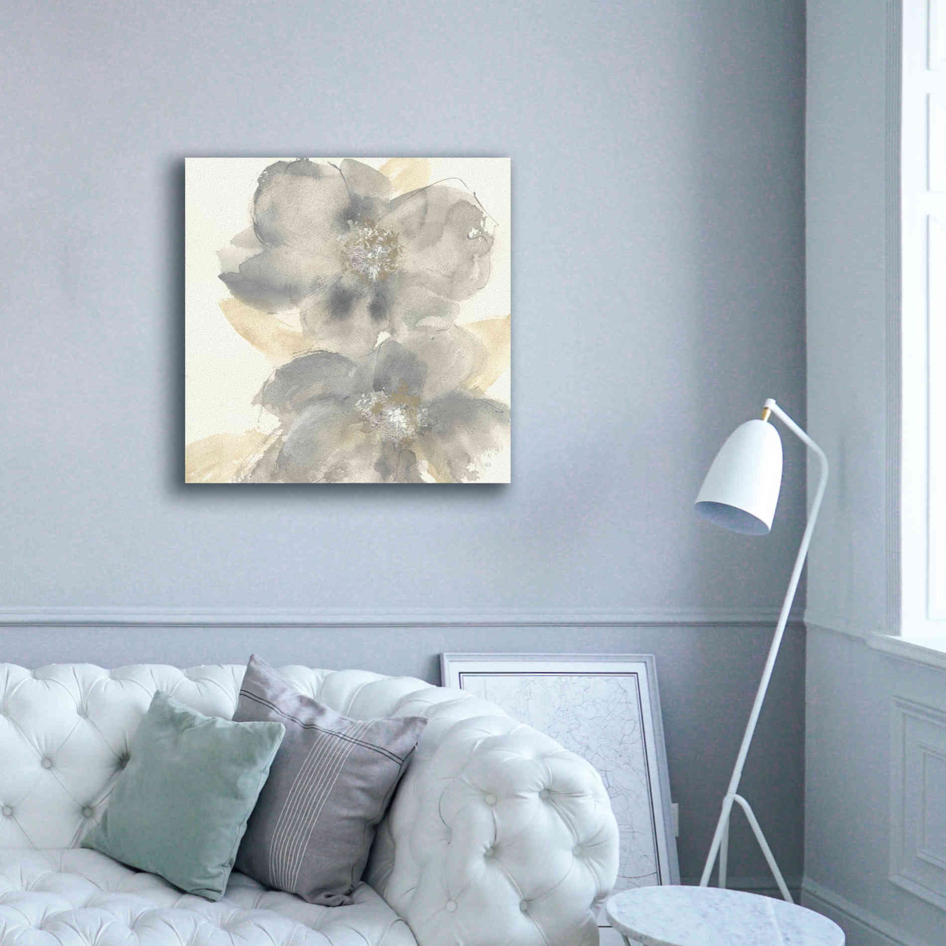 'Floral Gray II' by Chris Paschke, Giclee Canvas Wall Art,37 x 37