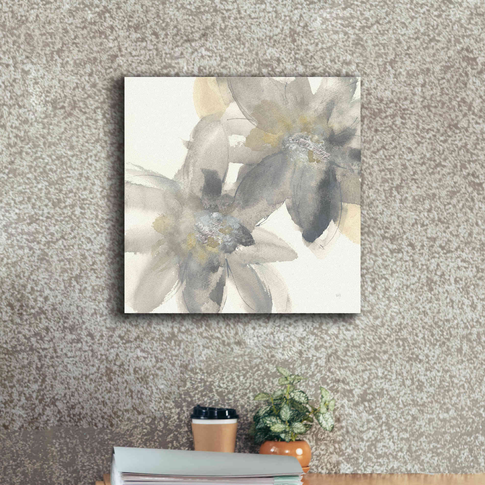'Gray And Silver Flowers II' by Chris Paschke, Giclee Canvas Wall Art,18 x 18