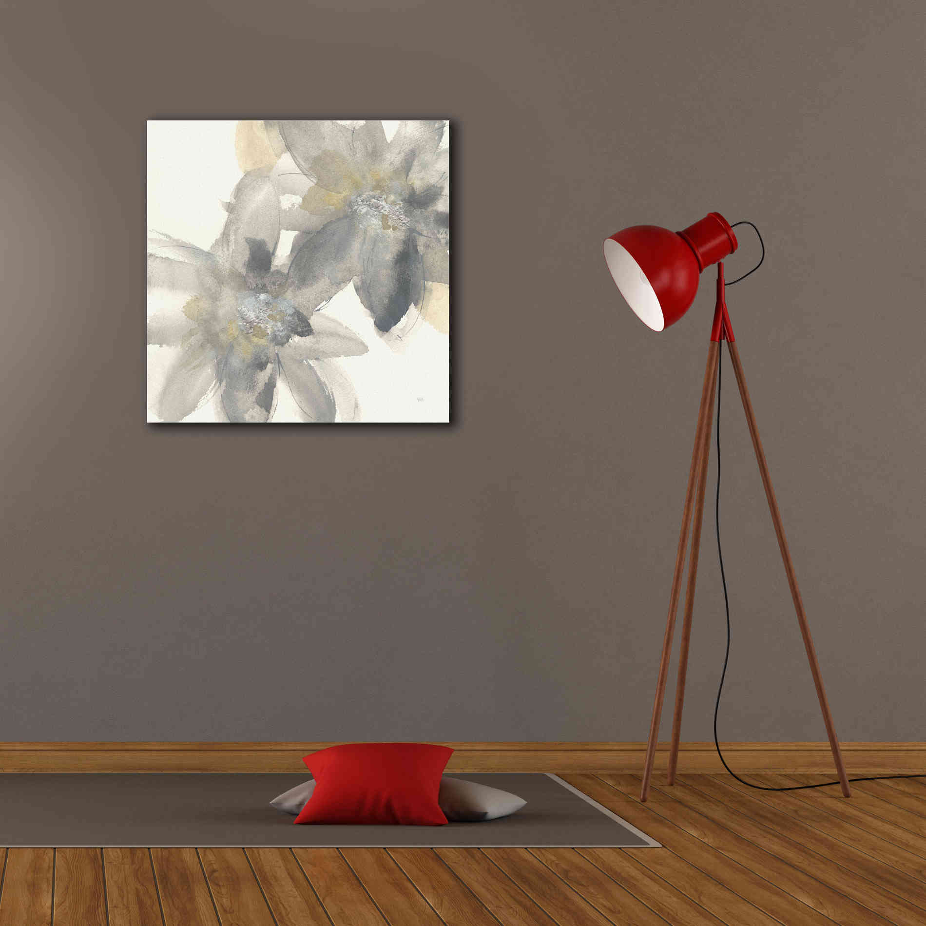 'Gray And Silver Flowers II' by Chris Paschke, Giclee Canvas Wall Art,26 x 26