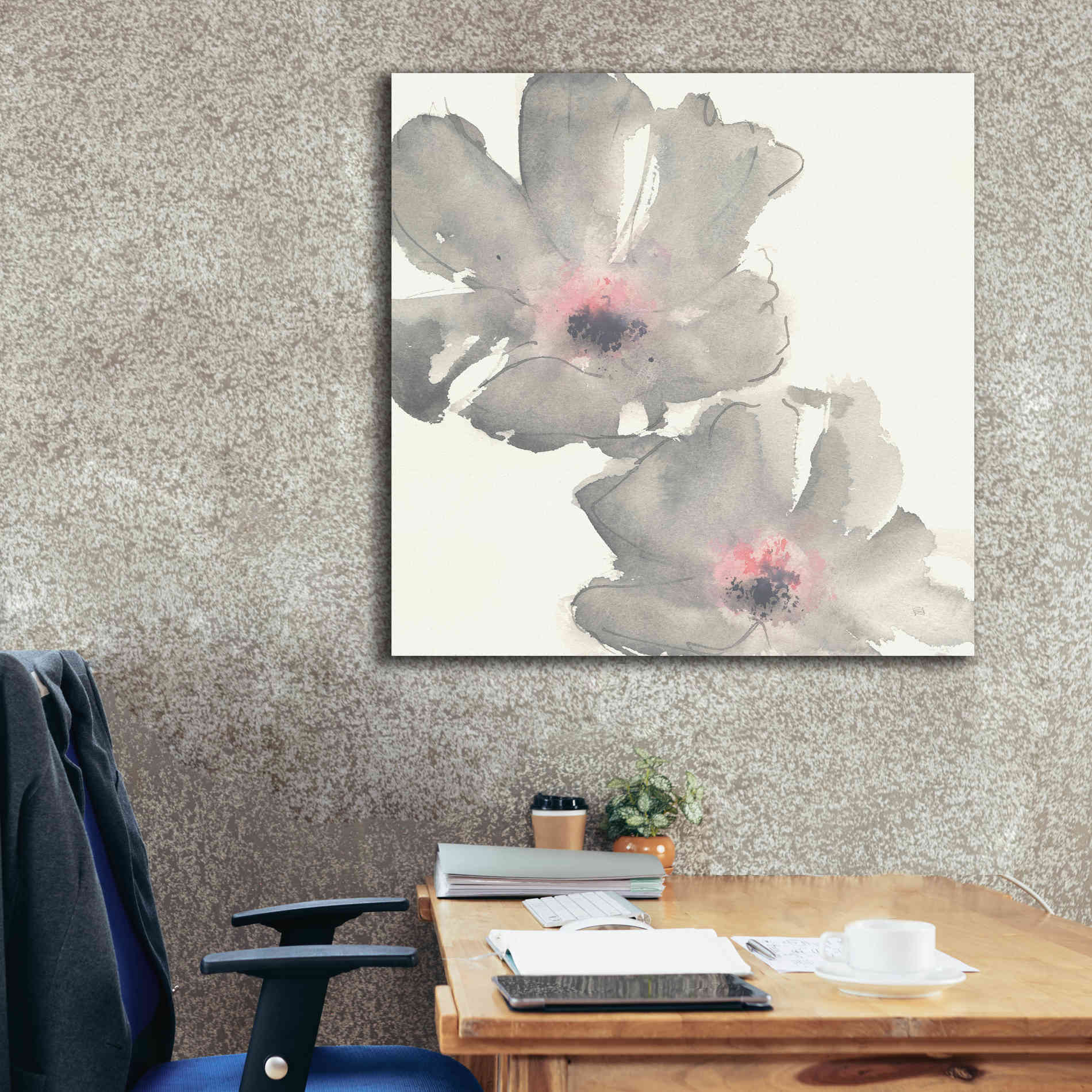 'Gray Blush Cosmos I' by Chris Paschke, Giclee Canvas Wall Art,37 x 37