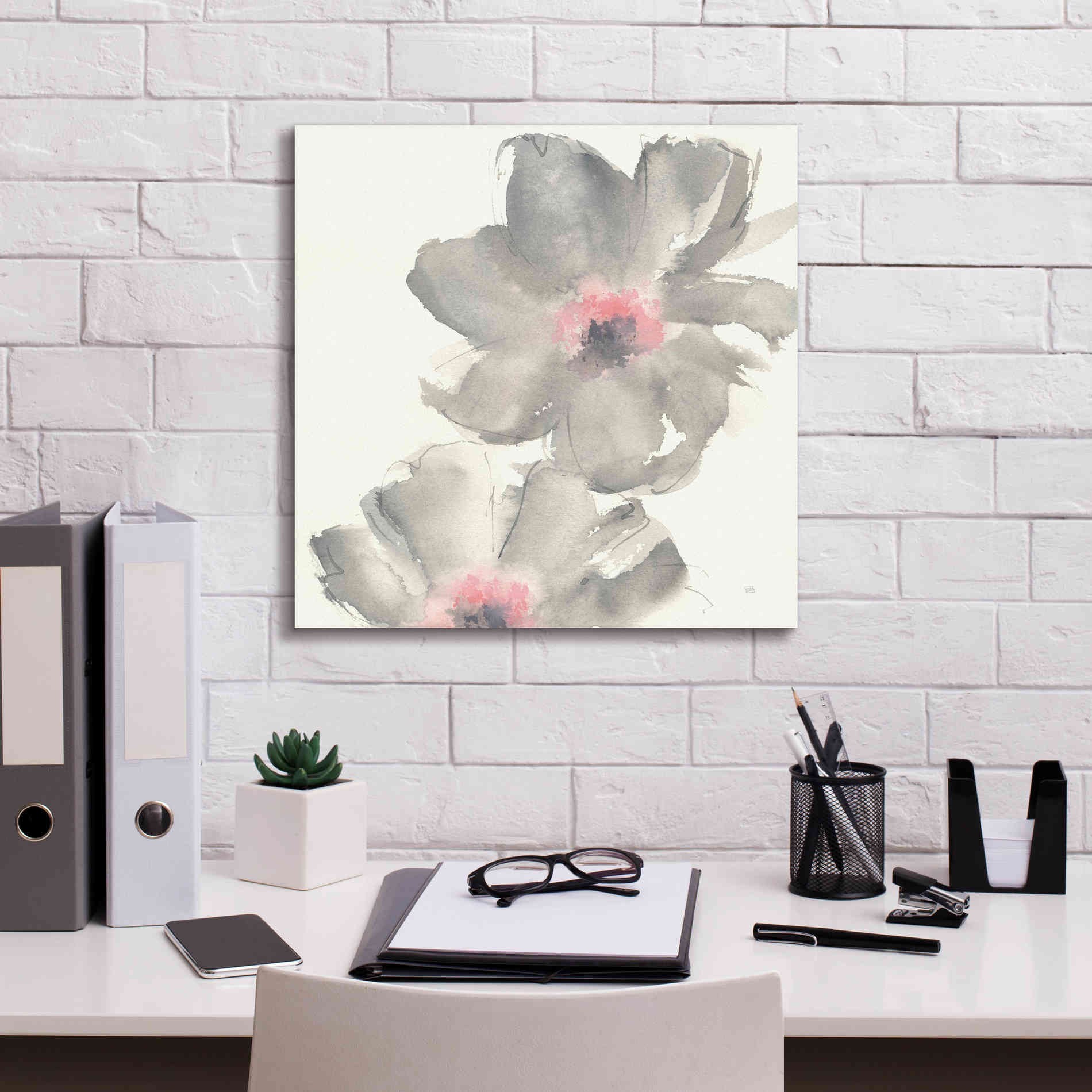 'Gray Blush Cosmos II' by Chris Paschke, Giclee Canvas Wall Art,18 x 18