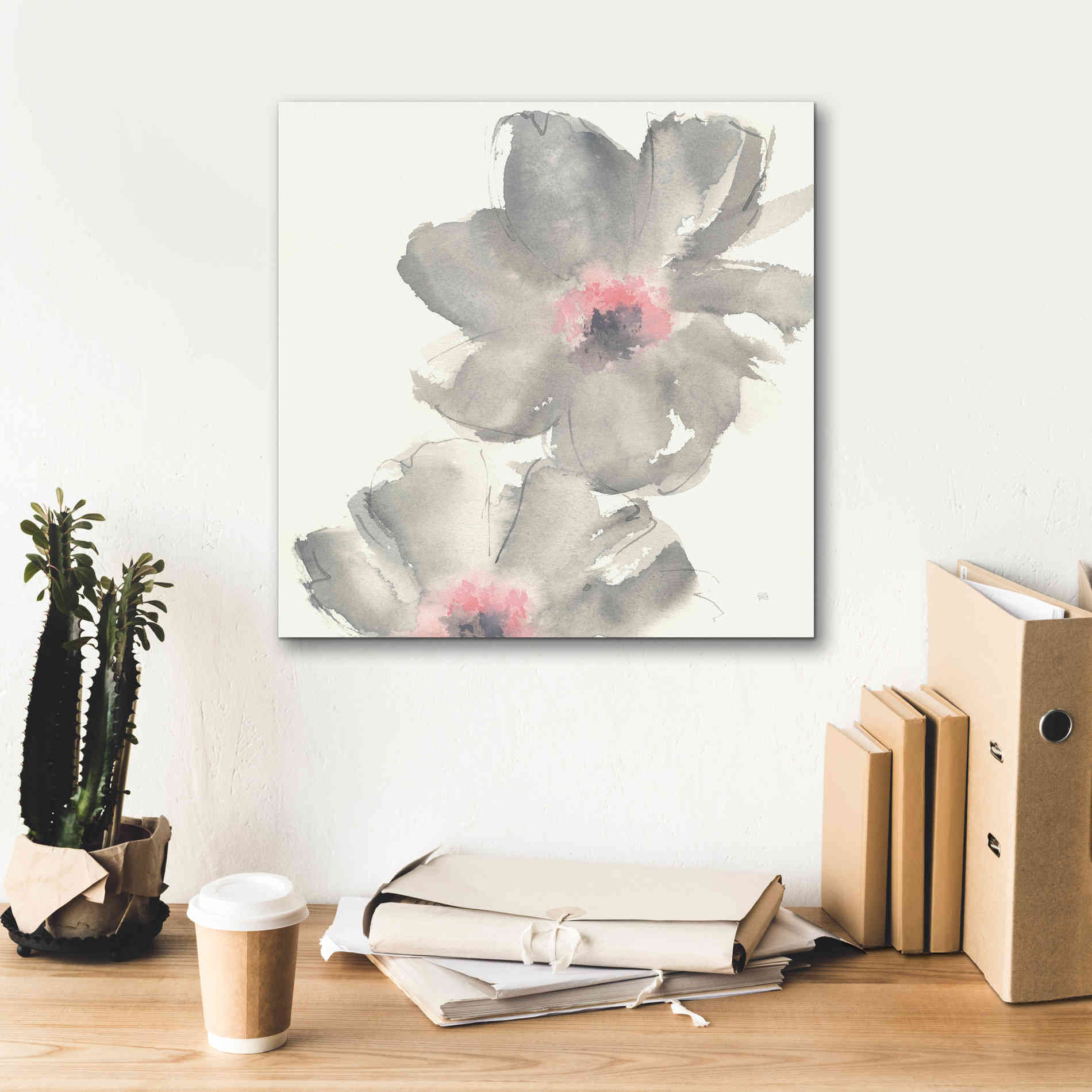 'Gray Blush Cosmos II' by Chris Paschke, Giclee Canvas Wall Art,18 x 18
