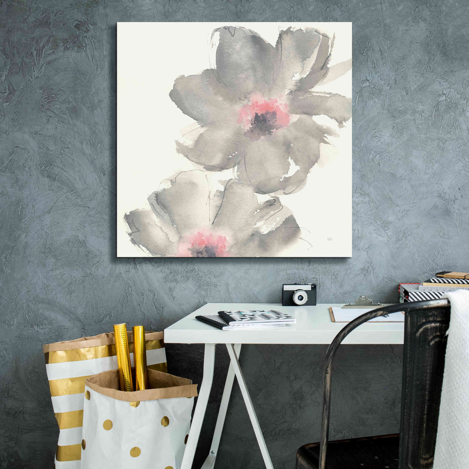 'Gray Blush Cosmos II' by Chris Paschke, Giclee Canvas Wall Art,26 x 26