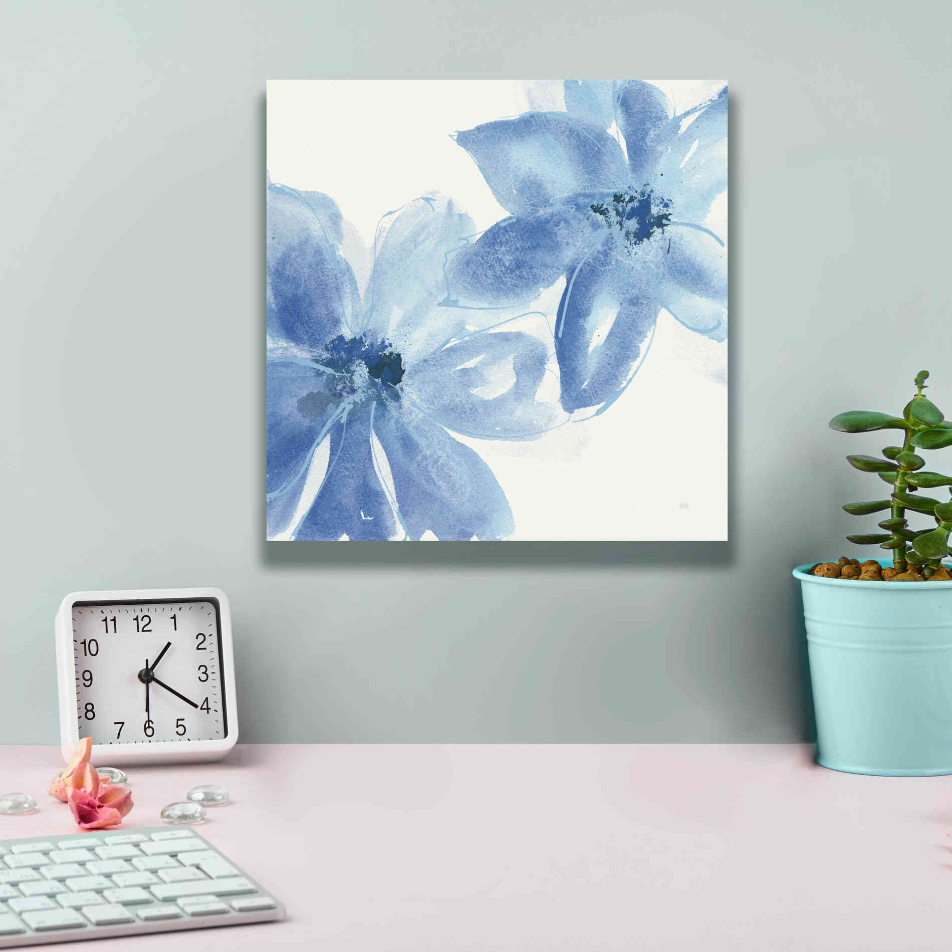 'Cobalt Clematis II' by Chris Paschke, Giclee Canvas Wall Art,12 x 12