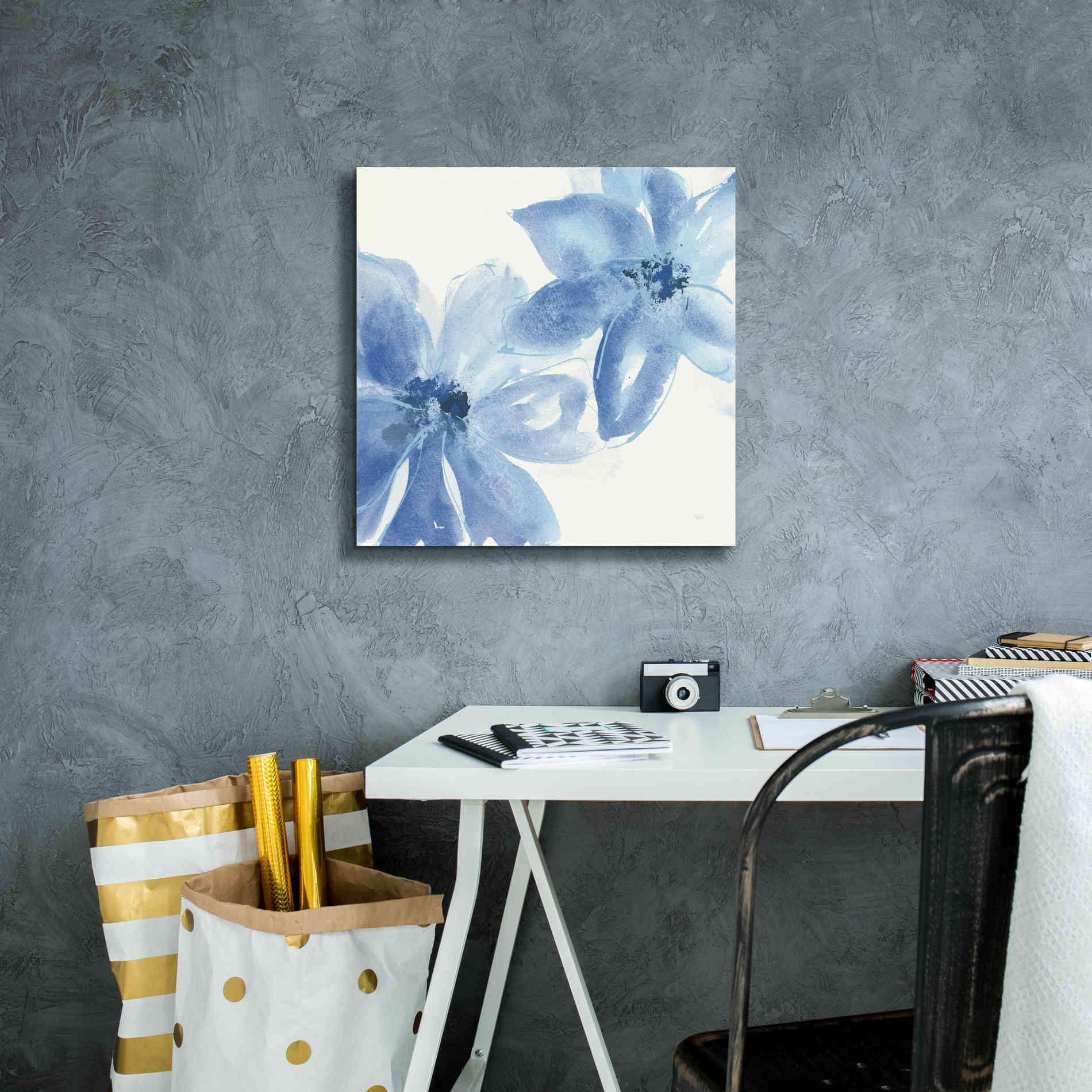 'Cobalt Clematis II' by Chris Paschke, Giclee Canvas Wall Art,18 x 18