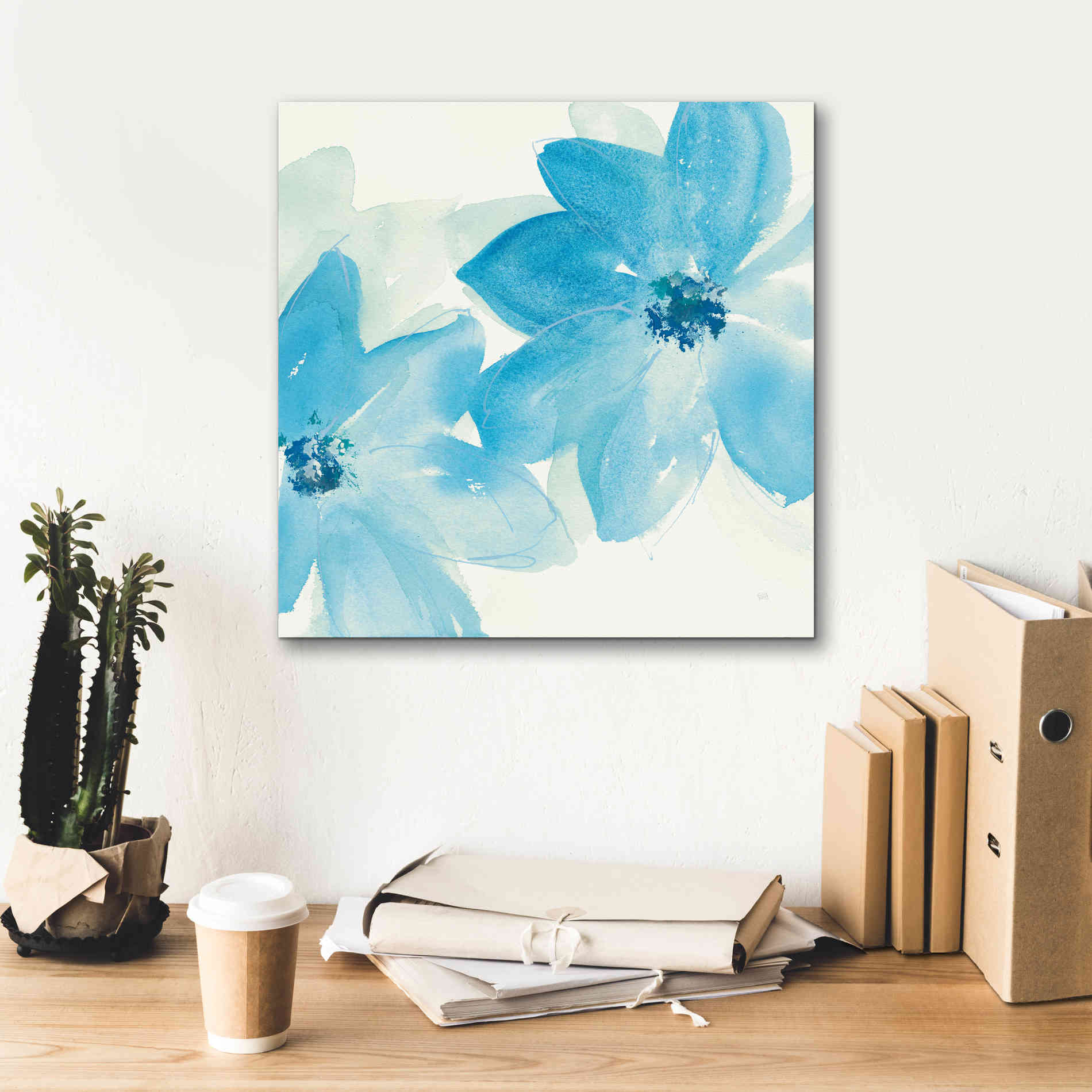 'Aqua Mint Clematis II' by Chris Paschke, Giclee Canvas Wall Art,18 x 18