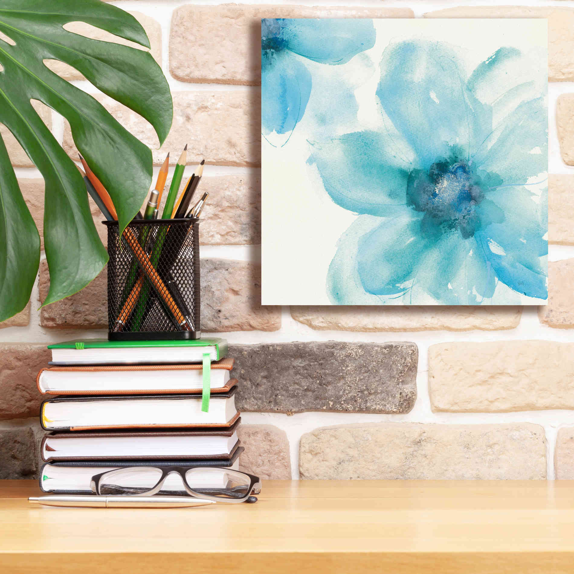 'Teal Cosmos I' by Chris Paschke, Giclee Canvas Wall Art,12 x 12