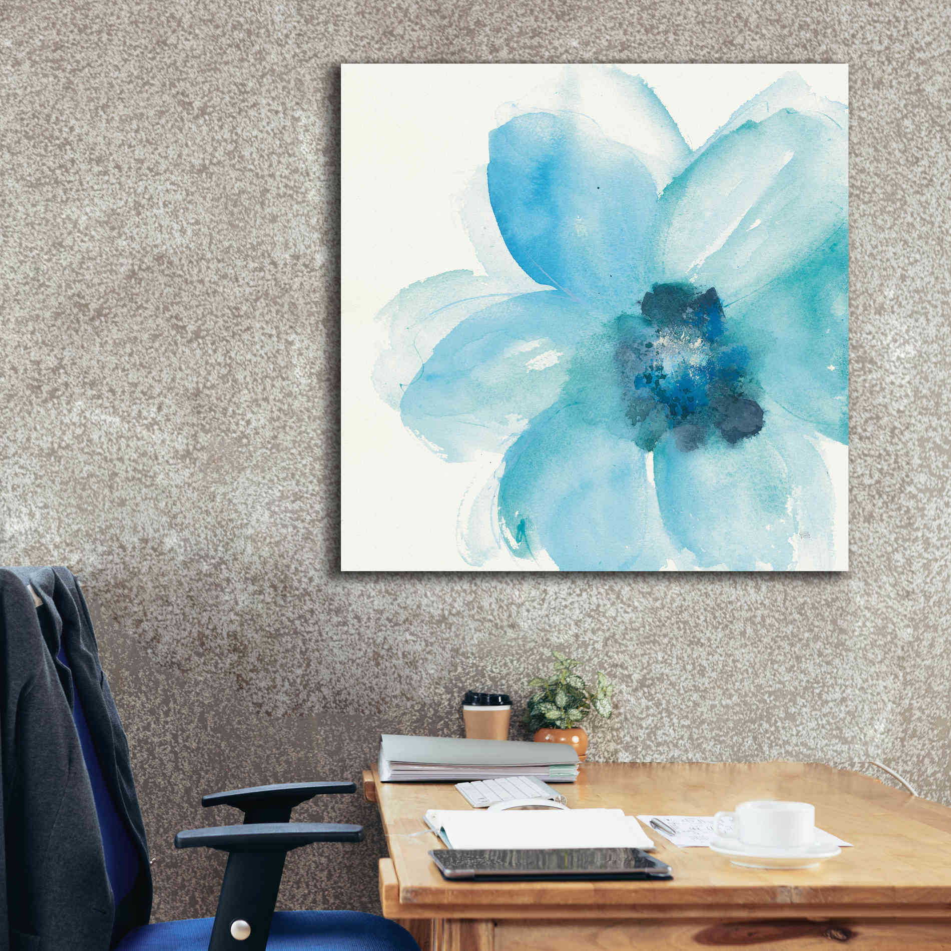'Teal Cosmos II' by Chris Paschke, Giclee Canvas Wall Art,37 x 37