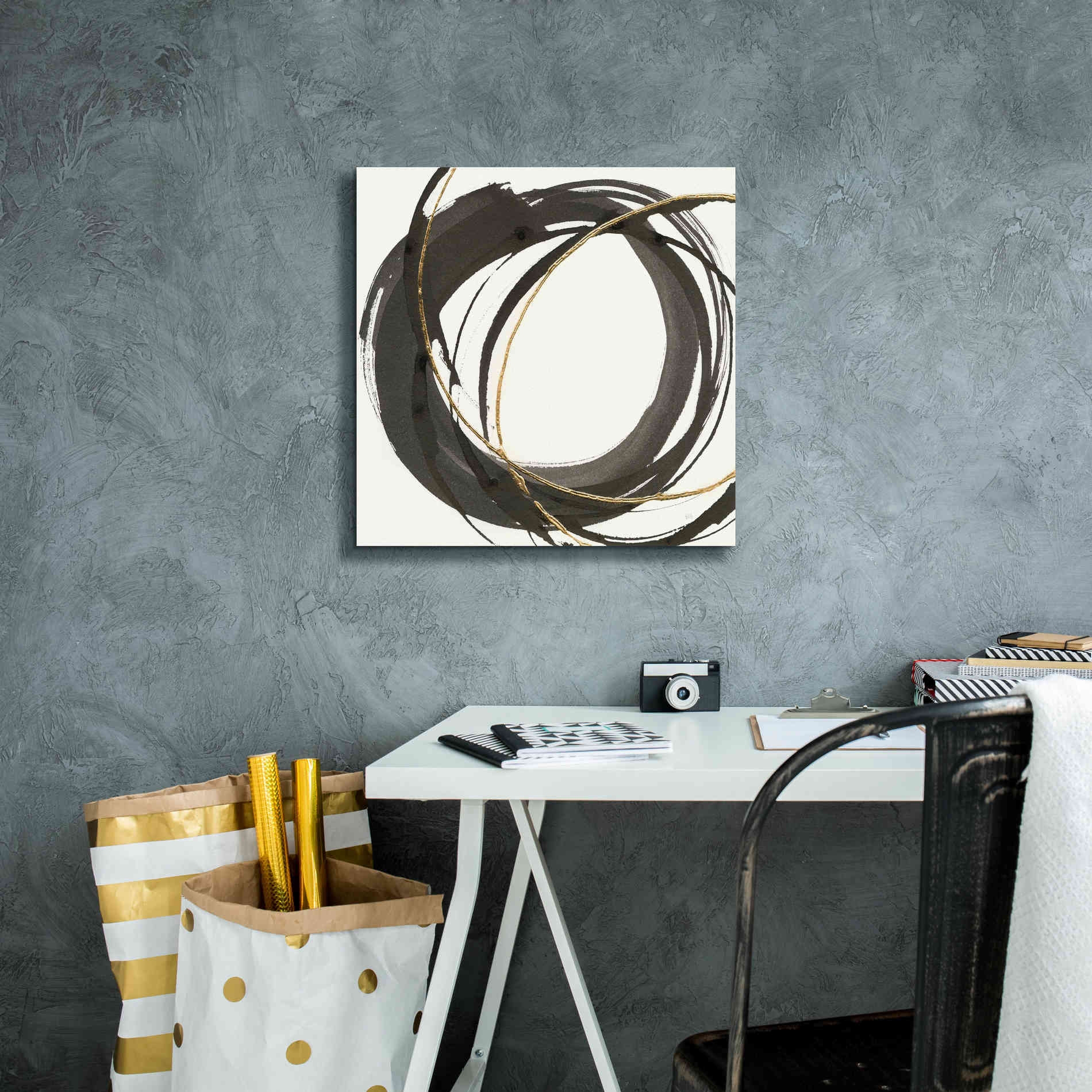 'Gilded Enso I' by Chris Paschke, Giclee Canvas Wall Art,18 x 18