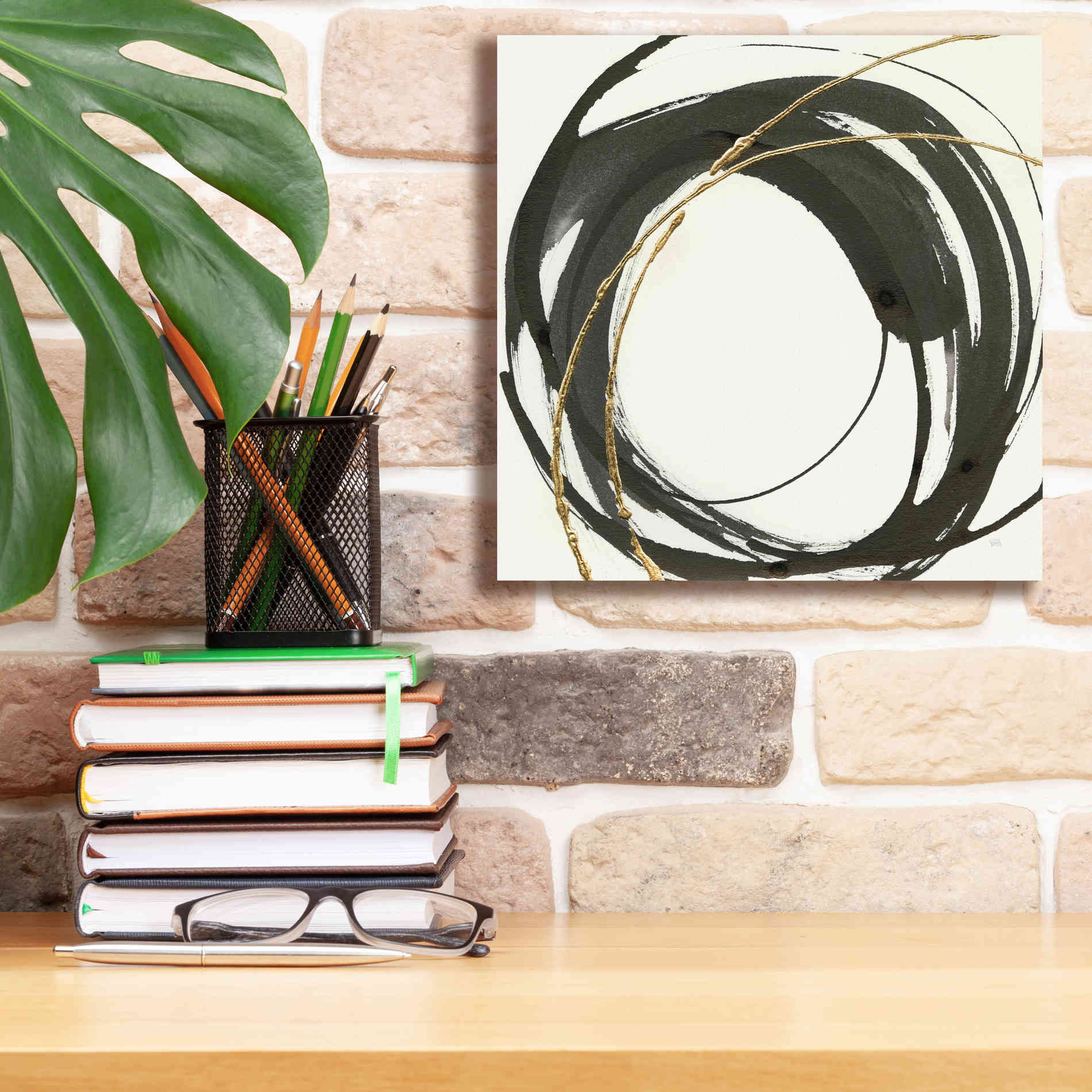 'Gilded Enso IV' by Chris Paschke, Giclee Canvas Wall Art,12 x 12