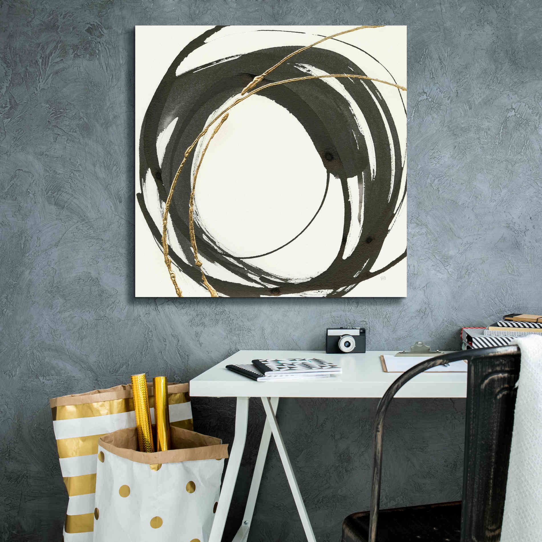 'Gilded Enso IV' by Chris Paschke, Giclee Canvas Wall Art,26 x 26