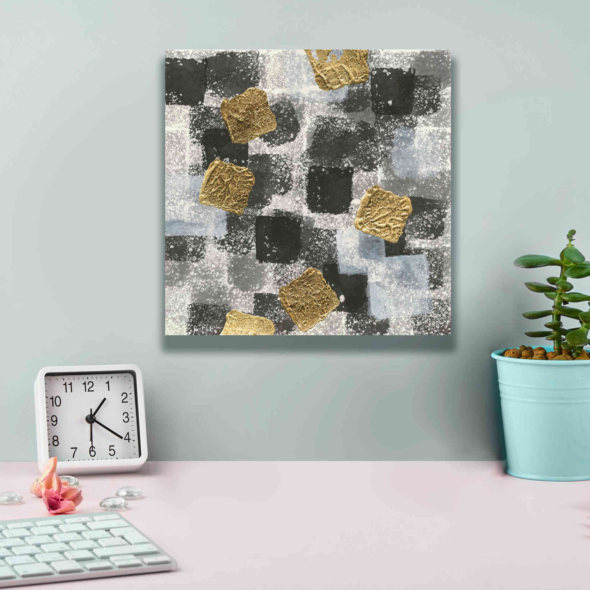'Gold Squares III' by Chris Paschke, Giclee Canvas Wall Art,12 x 12