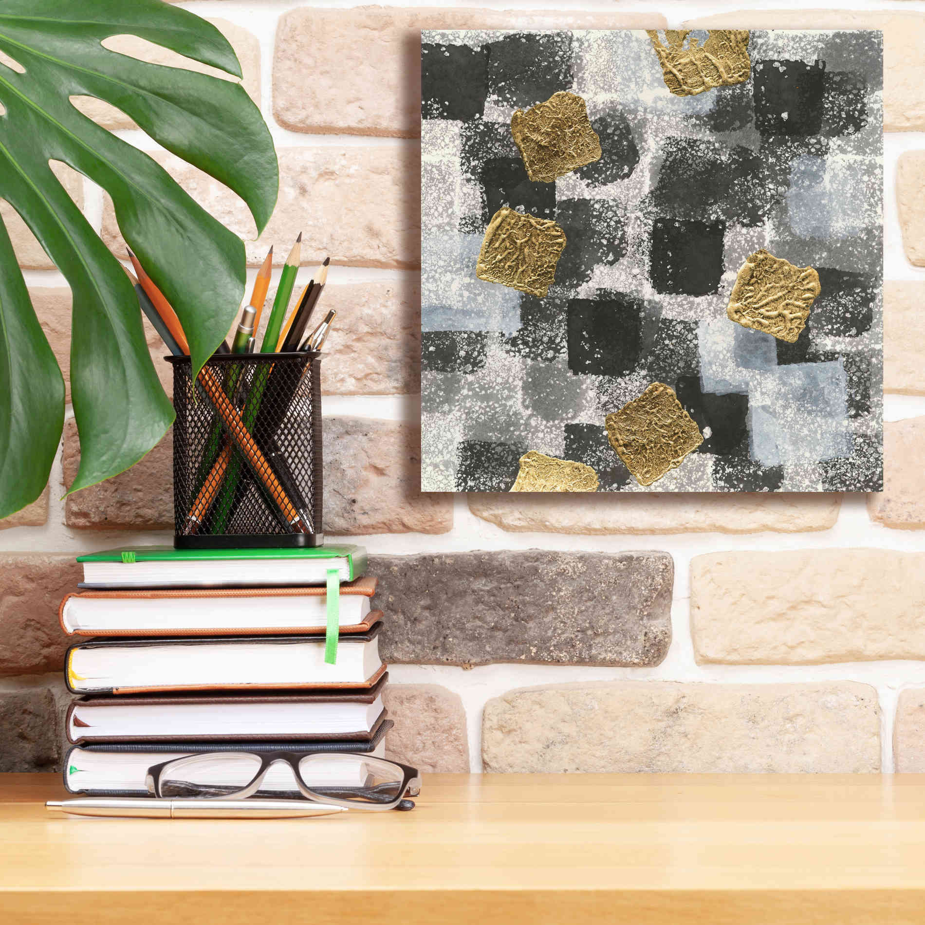 'Gold Squares III' by Chris Paschke, Giclee Canvas Wall Art,12 x 12