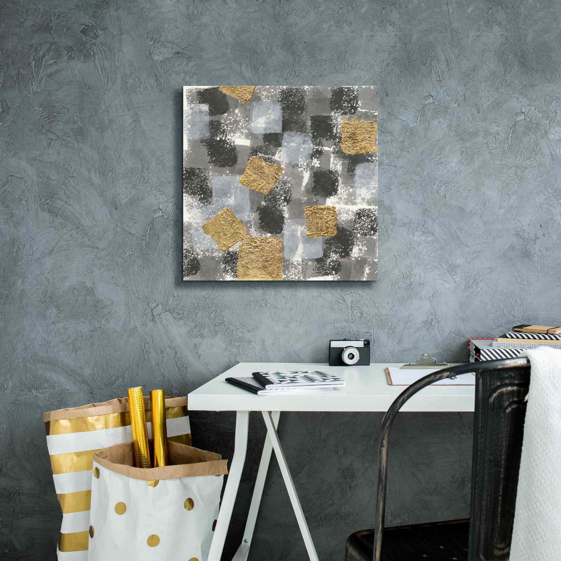 'Gold Squares IV' by Chris Paschke, Giclee Canvas Wall Art,18 x 18
