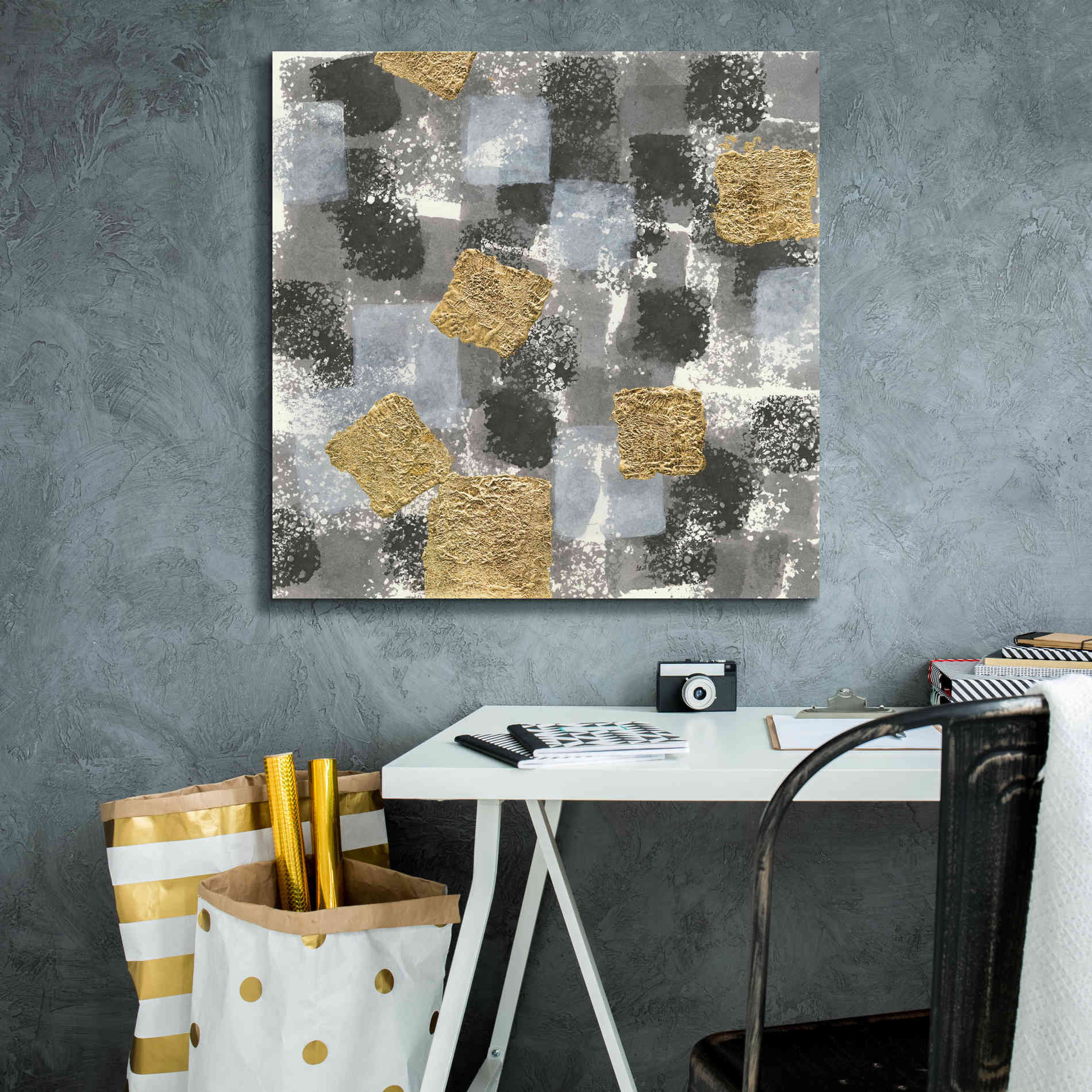 'Gold Squares IV' by Chris Paschke, Giclee Canvas Wall Art,26 x 26