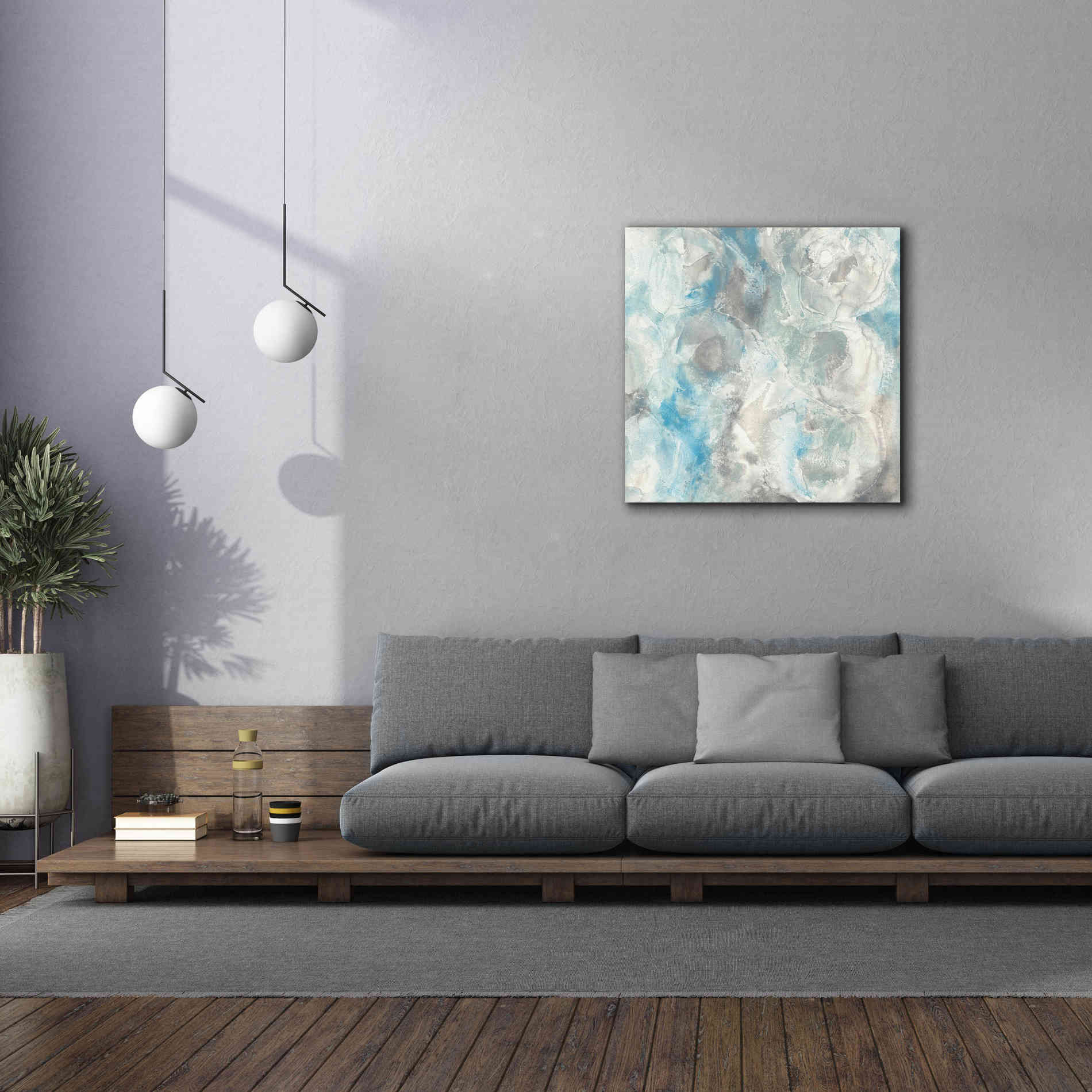 'Pale Blue Circles I' by Chris Paschke, Giclee Canvas Wall Art,37 x 37