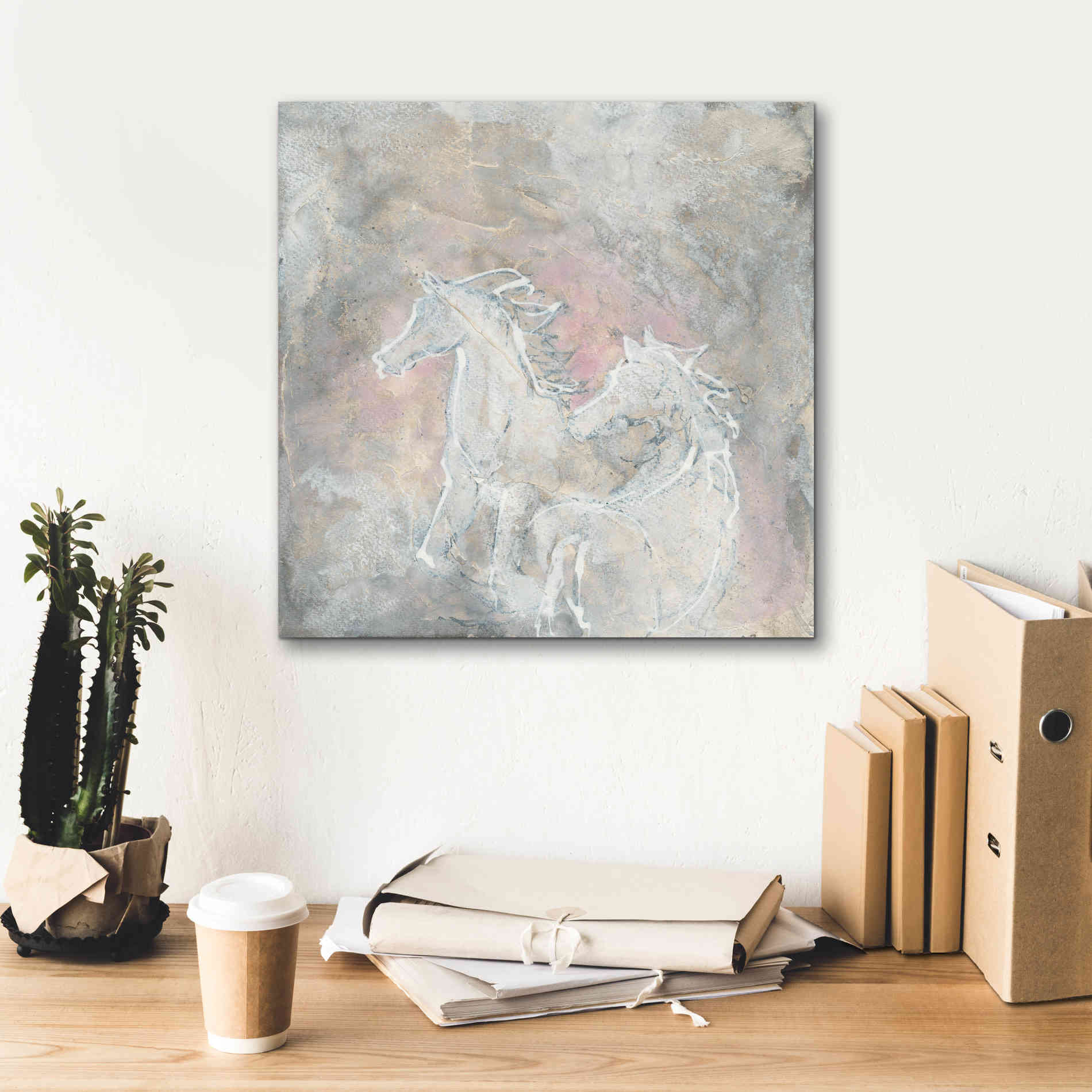 'Blush Horses I' by Chris Paschke, Giclee Canvas Wall Art,18 x 18