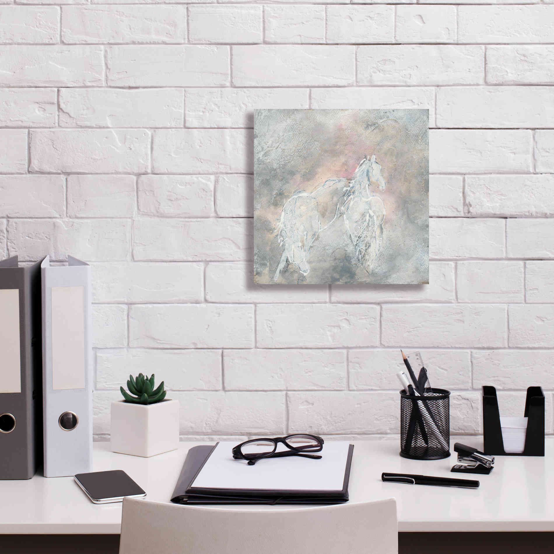 'Blush Horses II' by Chris Paschke, Giclee Canvas Wall Art,12 x 12